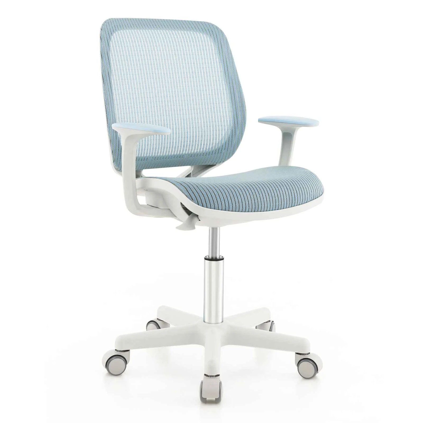 1 Costway Desk Chair Swivel Mesh Computer Chair Study Chair w/Adjustable Height - Blue, 1 of 3