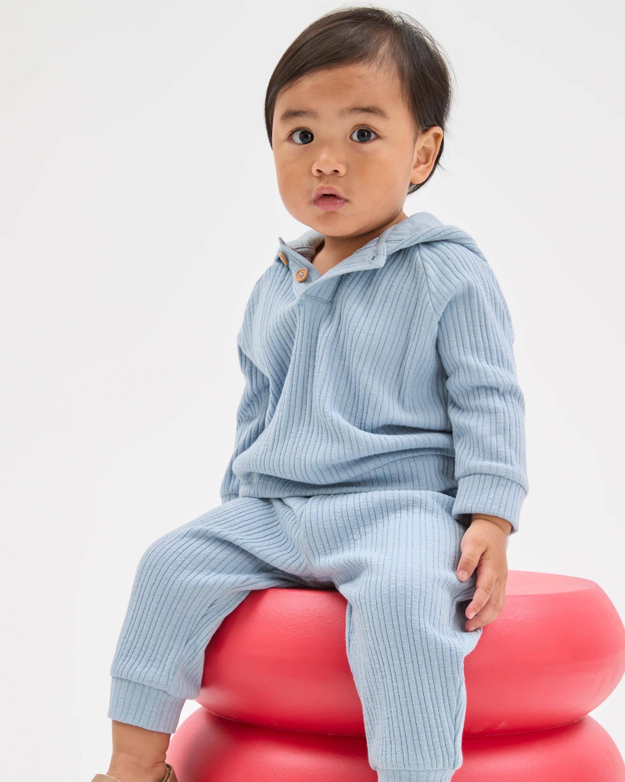 3 Target Baby Baby Ribbed Hoodie and Pants Set BLUE, 3 of 6