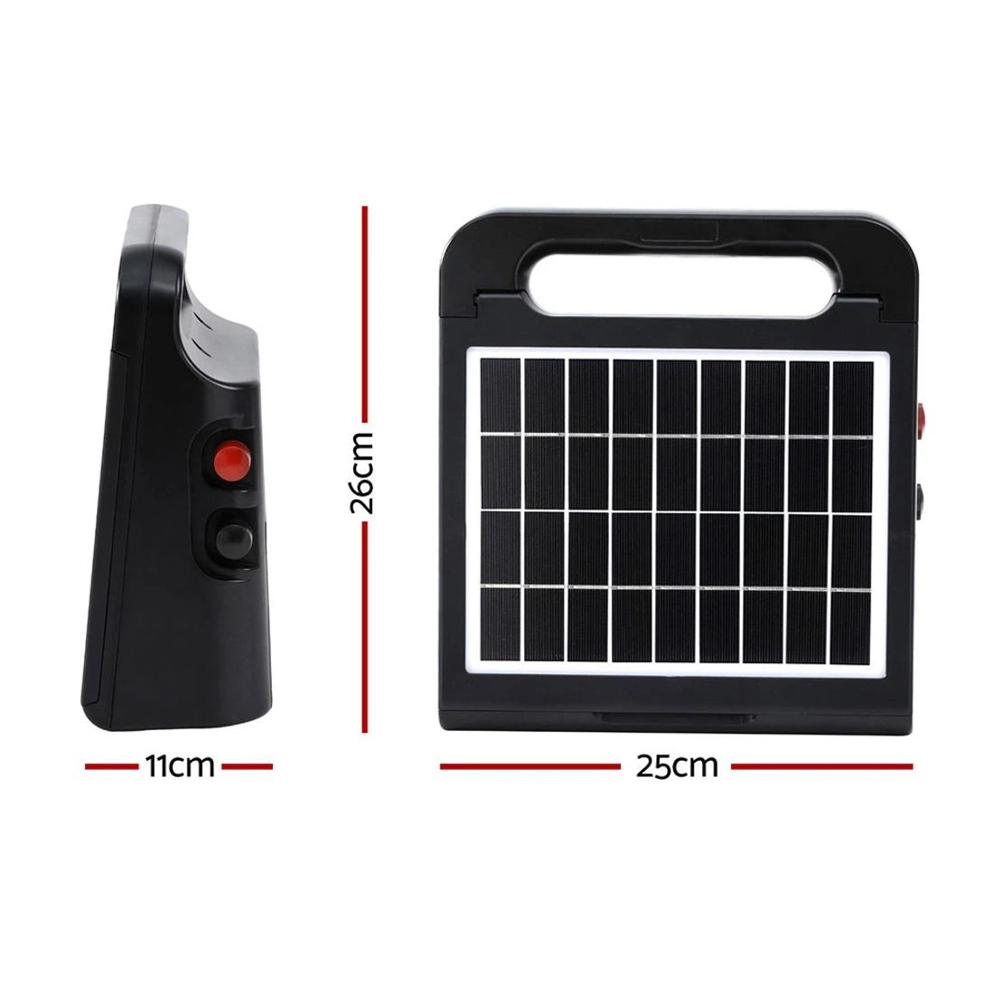 2 Giantz 5-10km Electric Fence Energiser Solar Farm 0.3J   - Black, 2 of 6