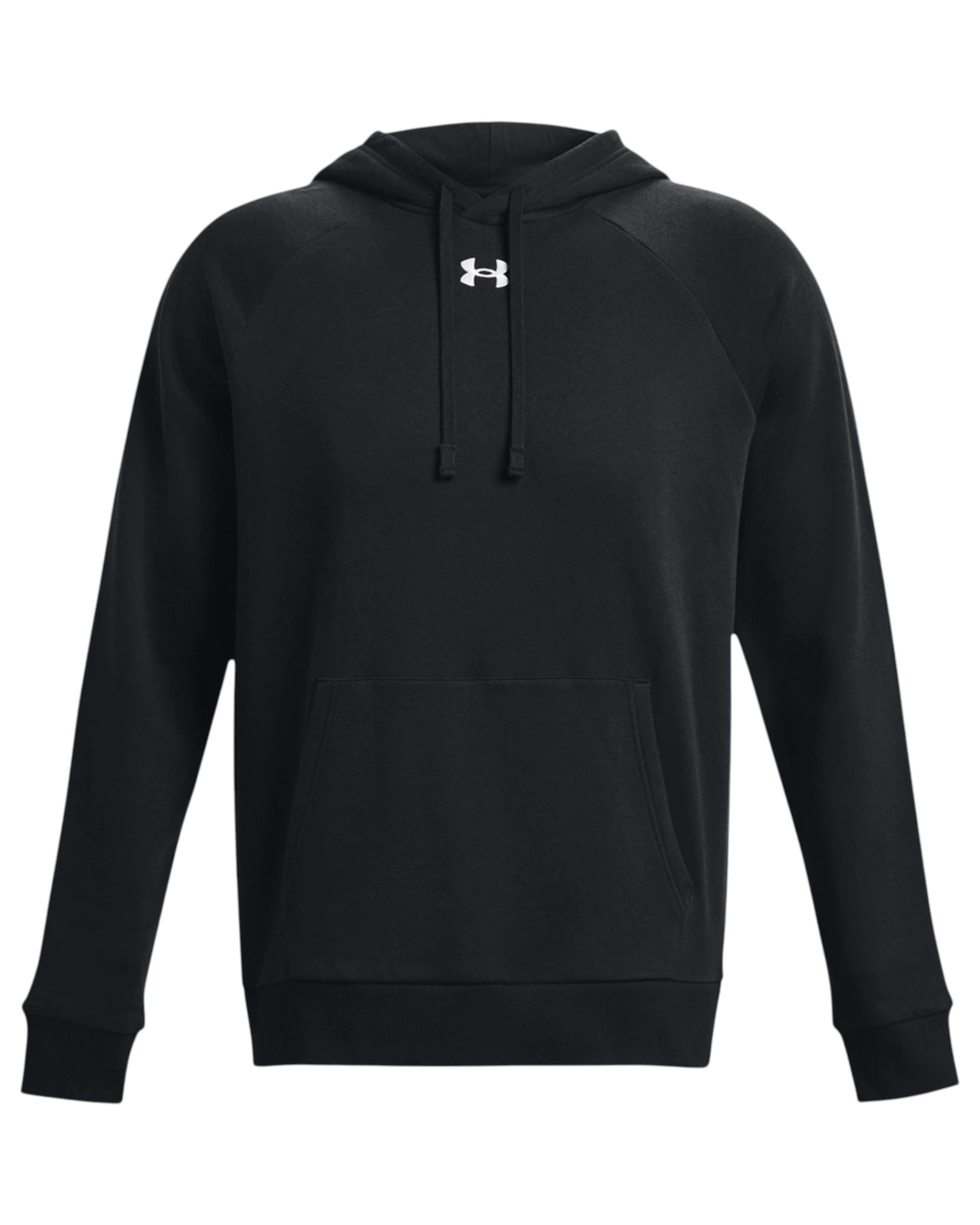 1 Under Armour Mens Rival Fleece Black/ White Hoodie BLACK, 1 of 6