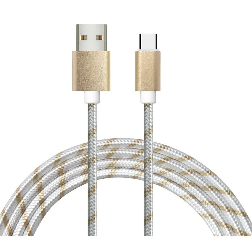 1 Otto 2m USB-C to USB-A Cable Gold Braid, 1 of 4