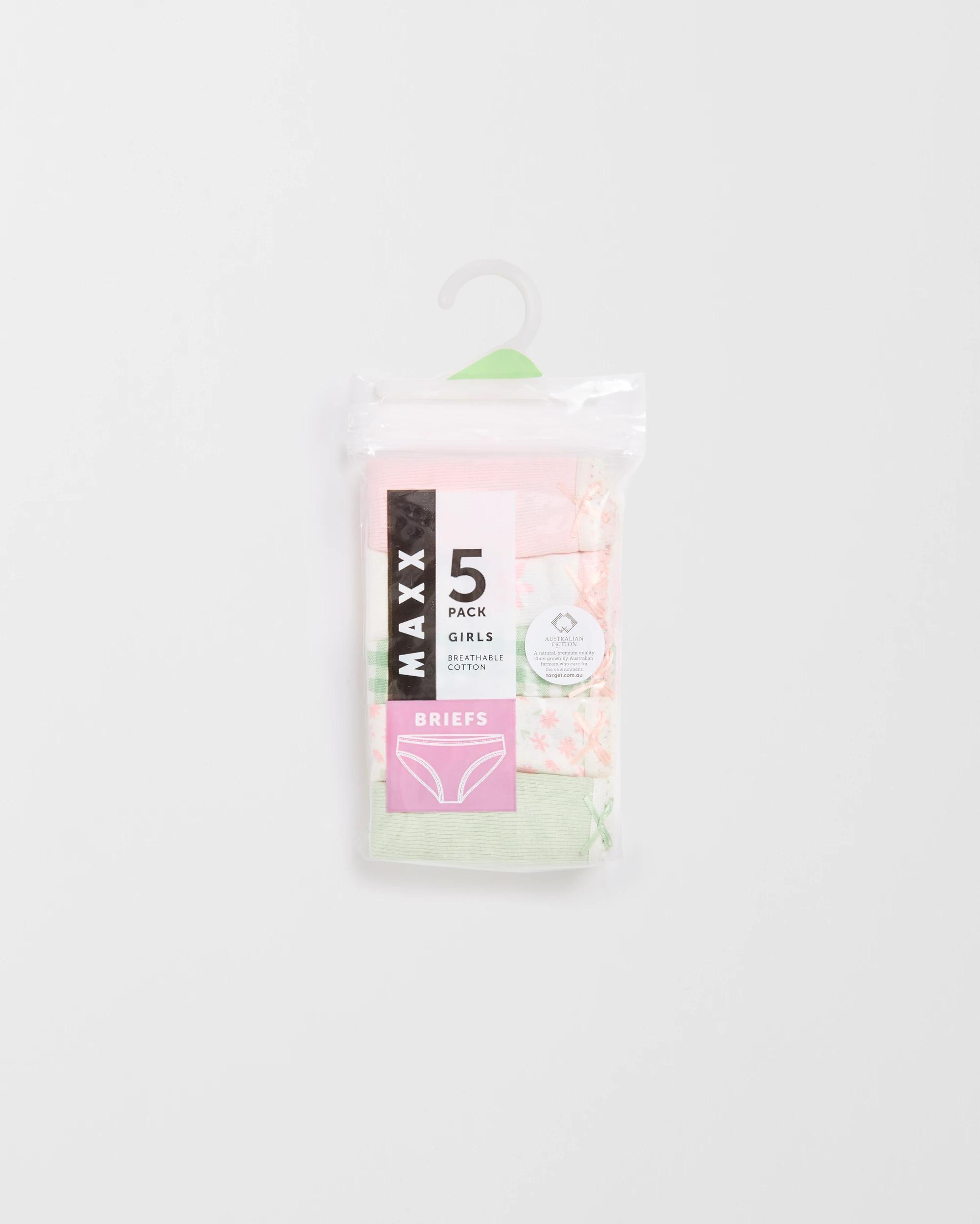 2 Australian Cotton Younger Girls Underwear Briefs 5 Pack - Maxx FLORAL, 2 of 3