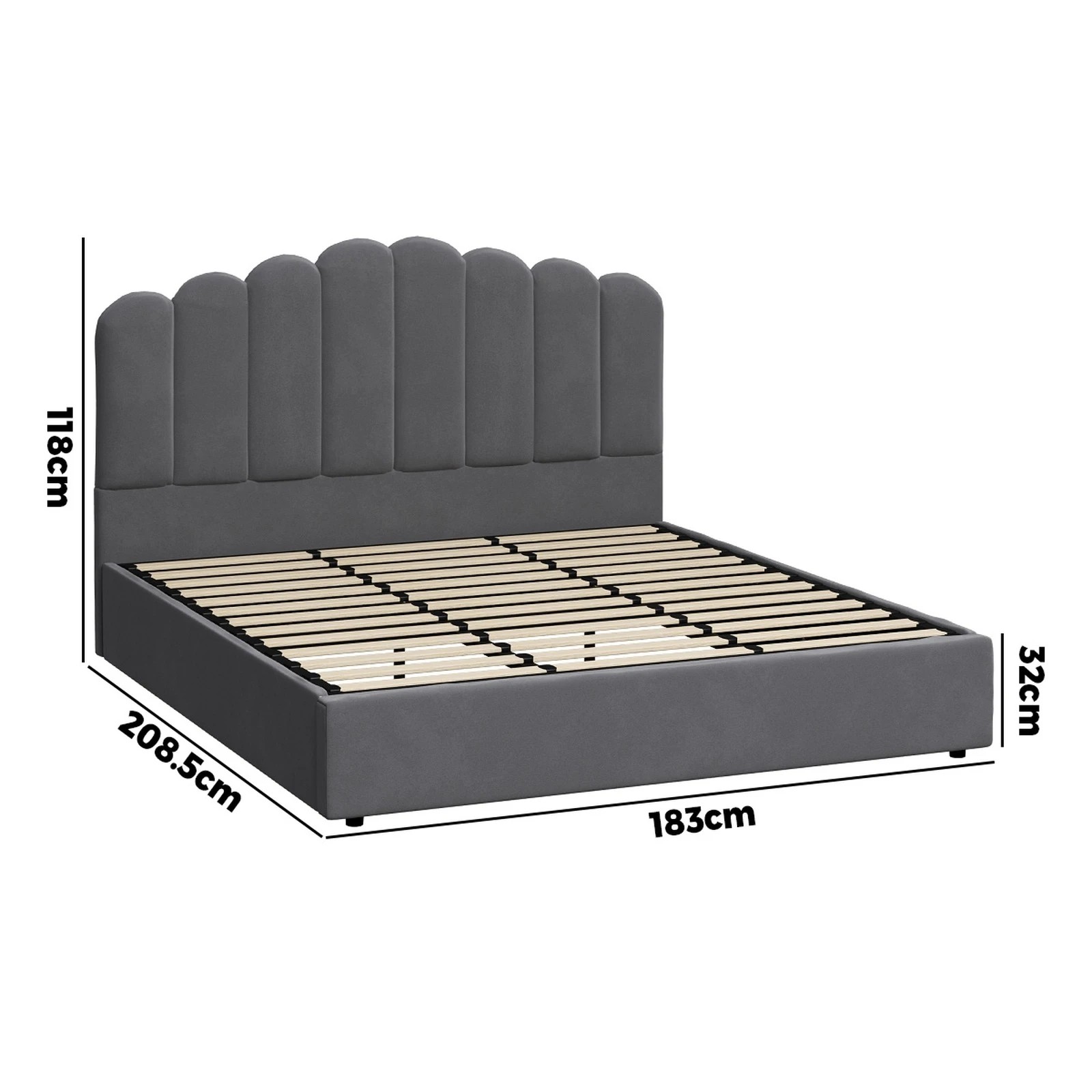 10 Oikiture Bed Frame King Size Gas Lift Bed Base With Storage Klon
 - Grey, 10 of 10