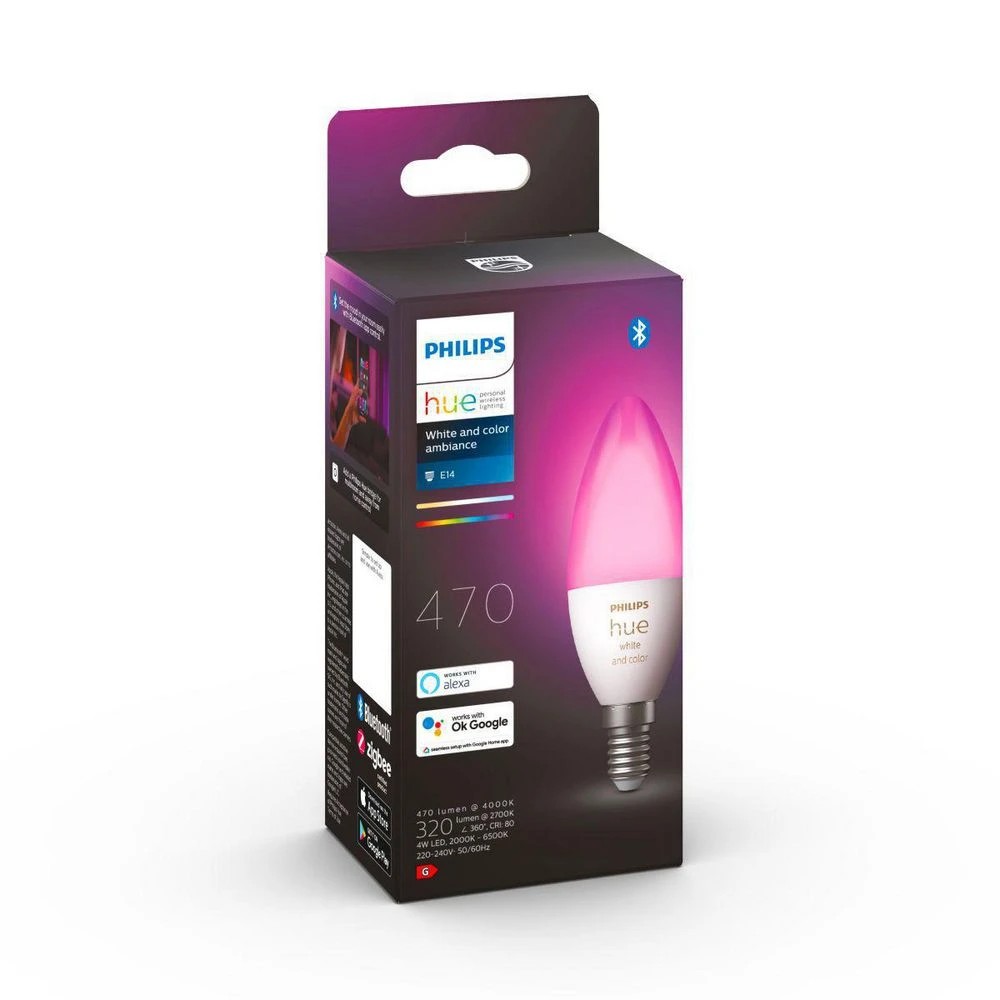 2 Philips Hue 6W E14 Smart Candle Bulb White & Colour, 2 of 9