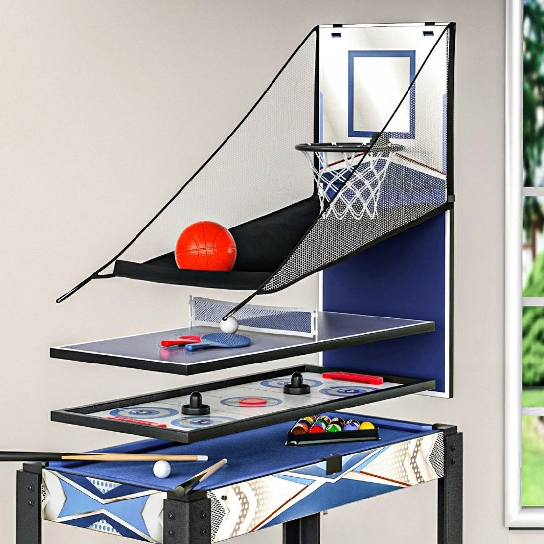 5 Everfit 5-In-1 Game Table Pool Soccer Table Tennis Air Hockey Basketball Arcade Gift - Multi, 5 of 5