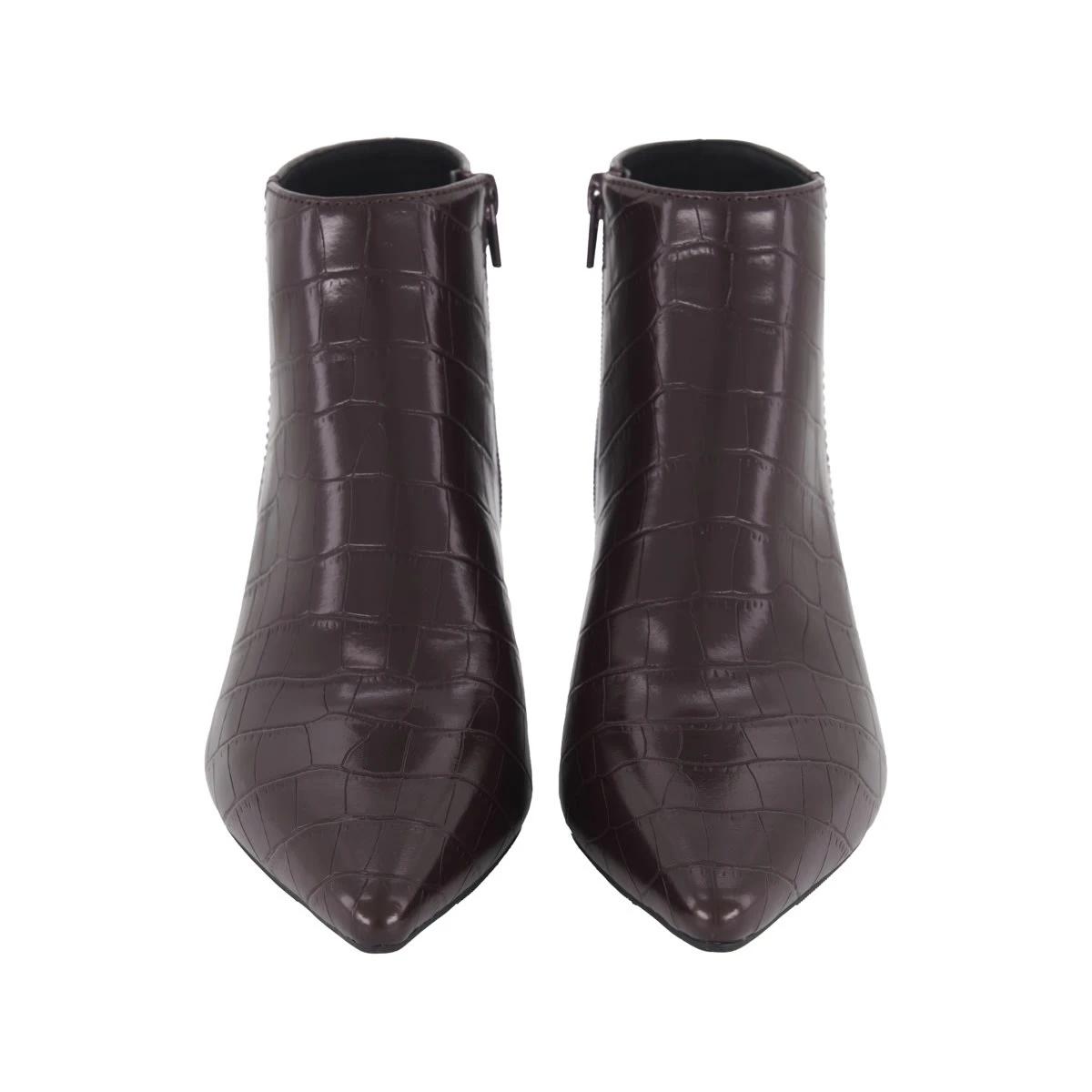 2 Kitten Heel Ankle Boots Croc Brown, 2 of 4