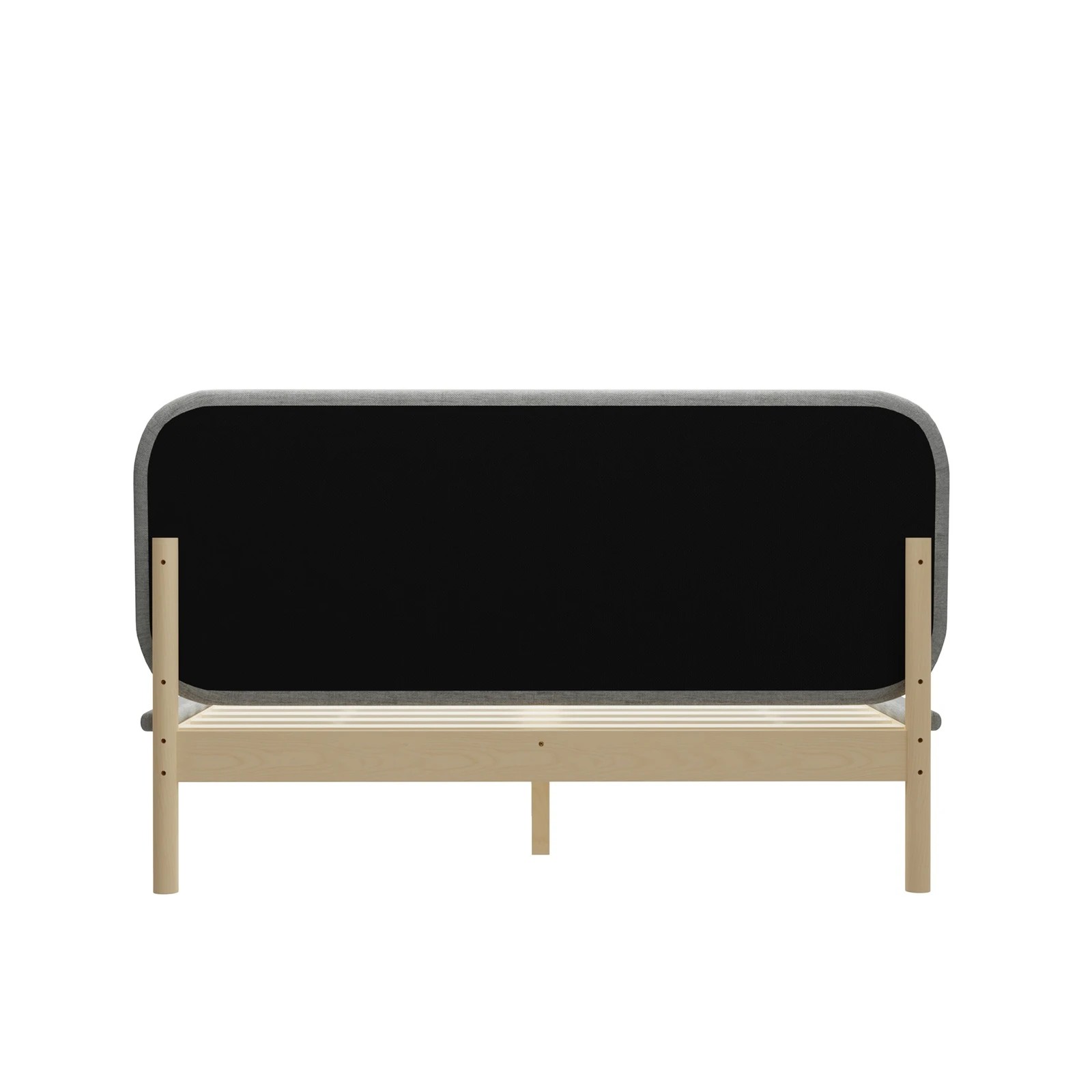 9 Oikiture Wooden Bed Frame With Padded Fabric Edges Pine Headboard Base Queen
 - Grey, 9 of 10