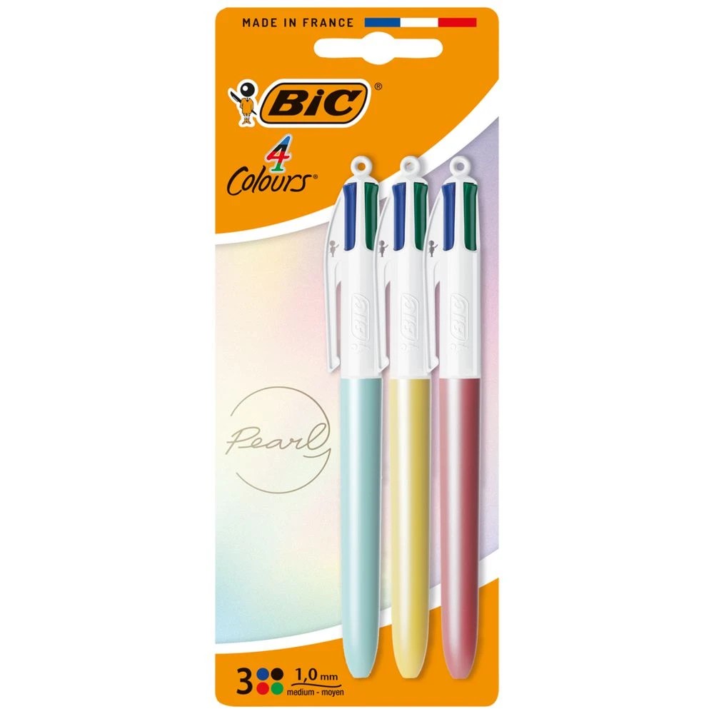 1 Bic 4-Colour Ballpoint Pen Pearl 3 Pack, 1 of 7