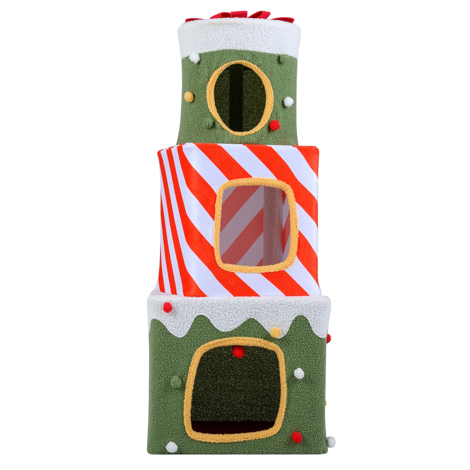 1 Costway 120cm Christmas Cat Tree Large Stackable Gift Box Cat Climbing Furniture, 1 of 7