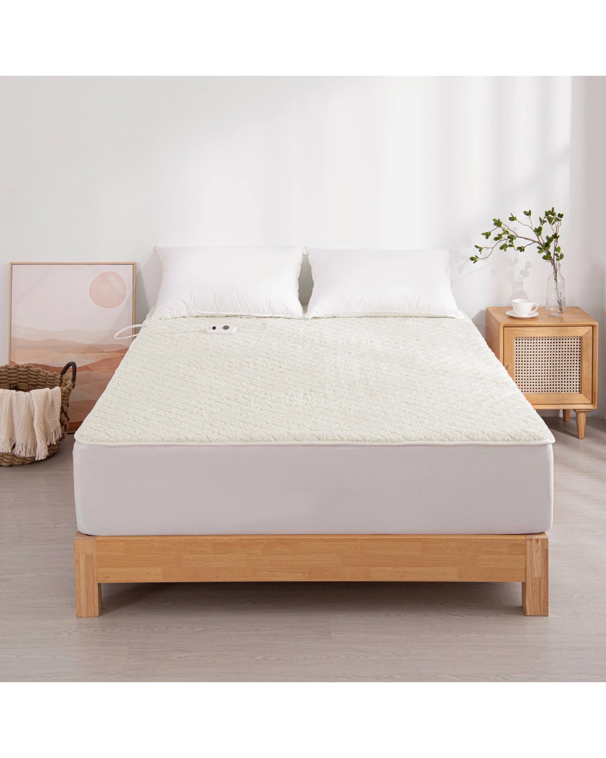 1 Dreamaker Pinsonic Sherpa Fleece Electric Blanket - Double Bed - White, 1 of 8