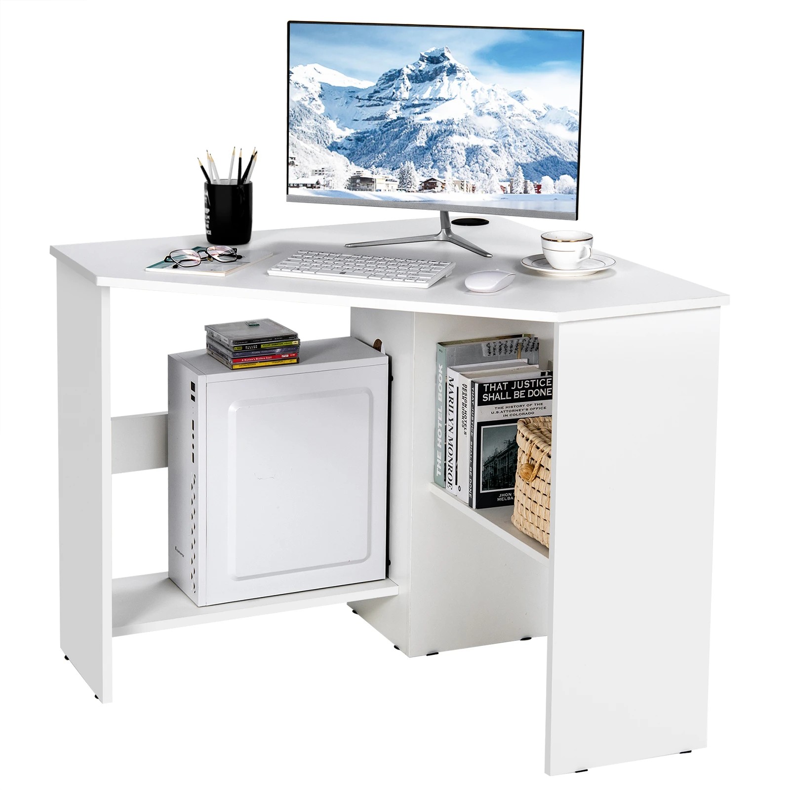 3 Costway Corner Home Office Desk Computer Table - White, 3 of 3