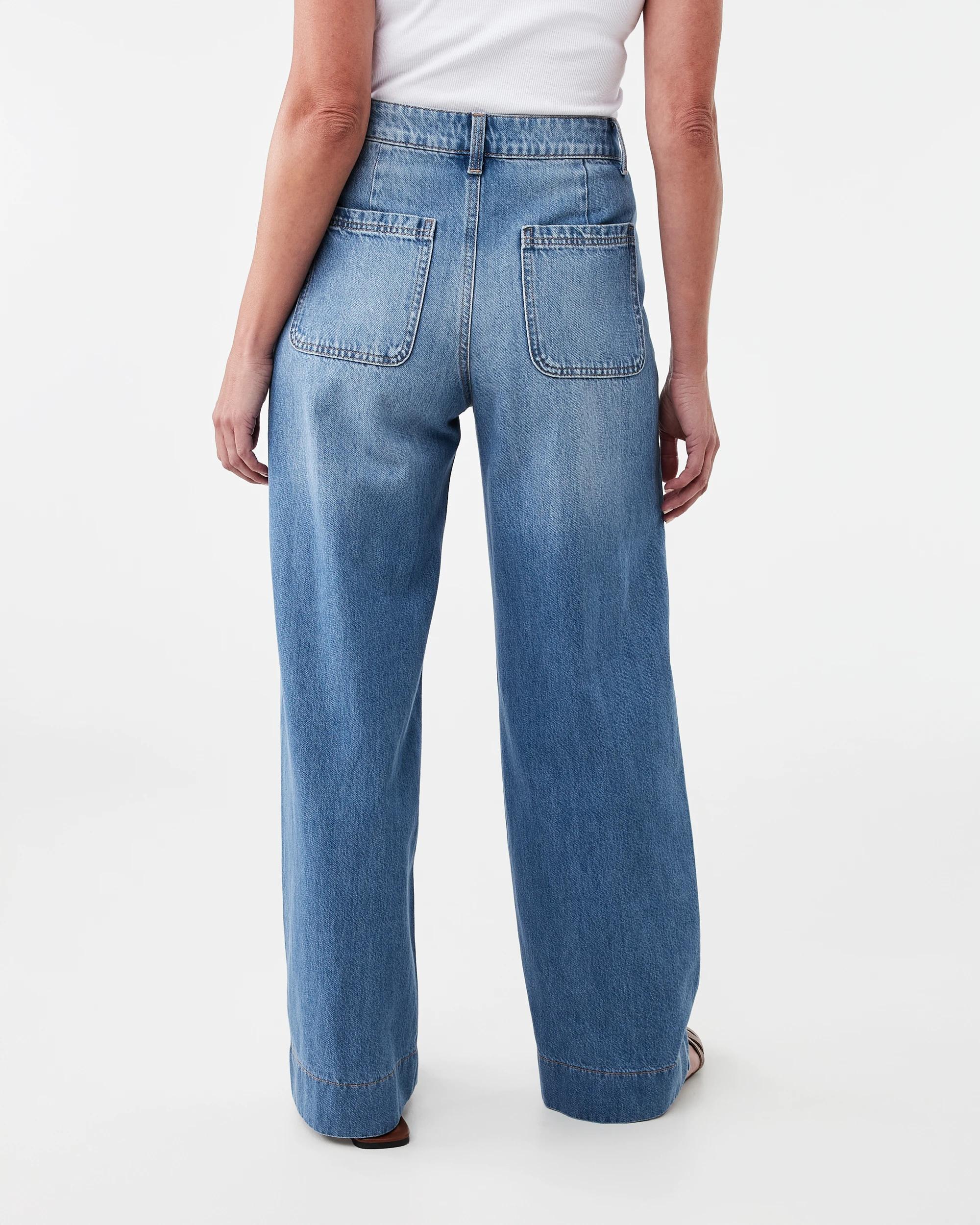 4 Wide Leg Pocket Jeans Mid Wash, 4 of 9