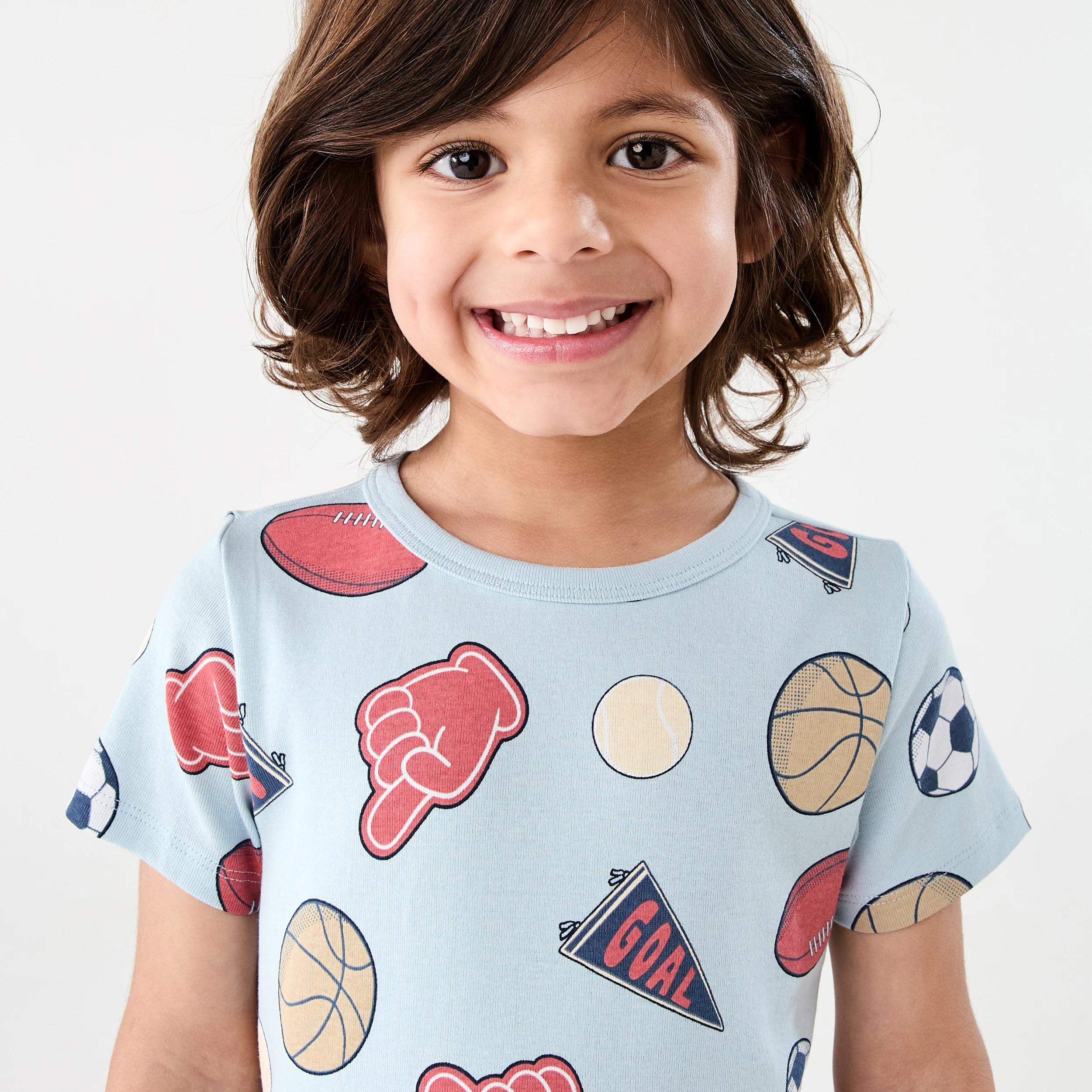 3 Short Sleeve Skinny Rib Pyjama Set BLUE SPORT, 3 of 7