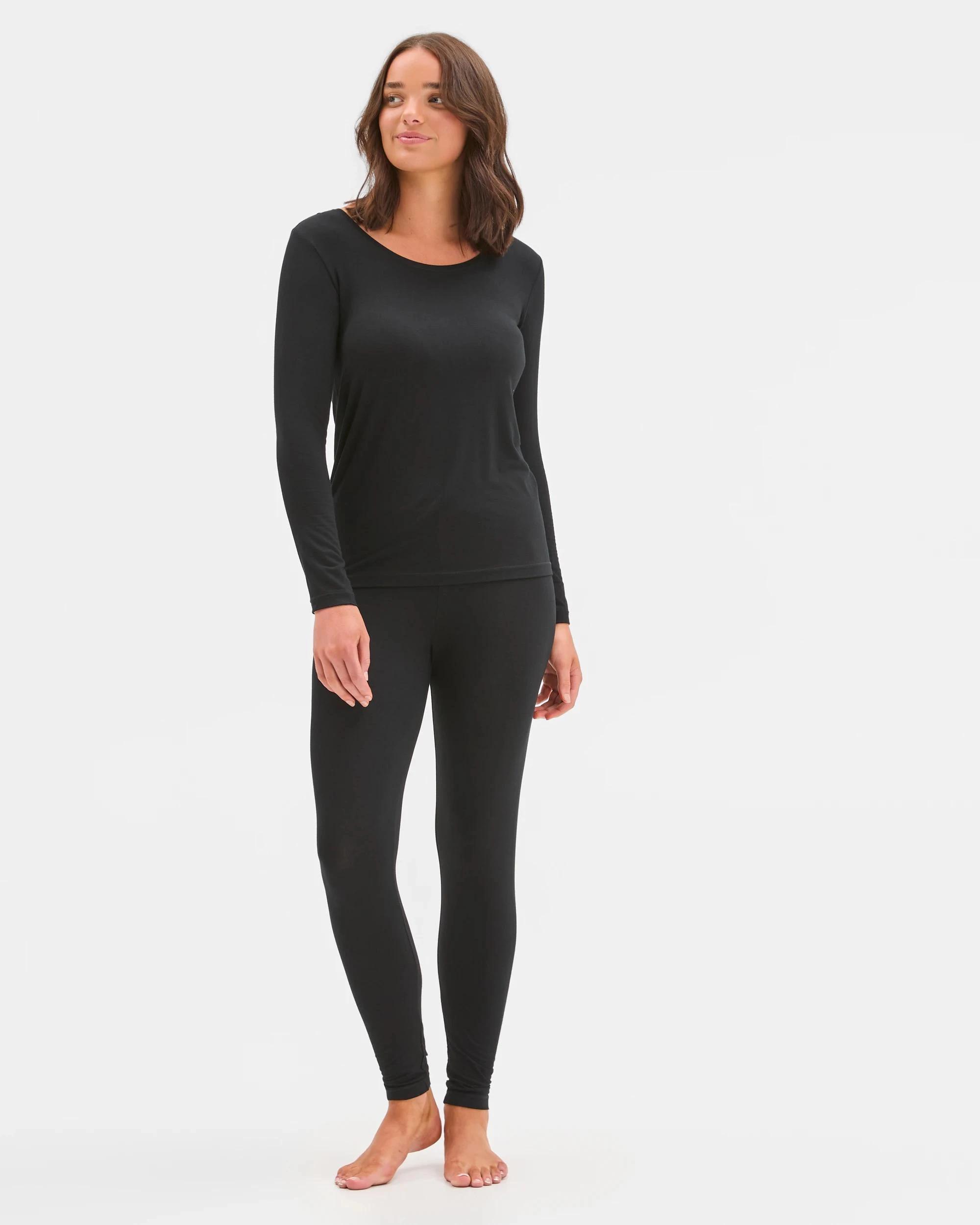 1 Target Woman Bamboo Base Layer Long Sleeve Thermal Top BLACK, 1 of 5