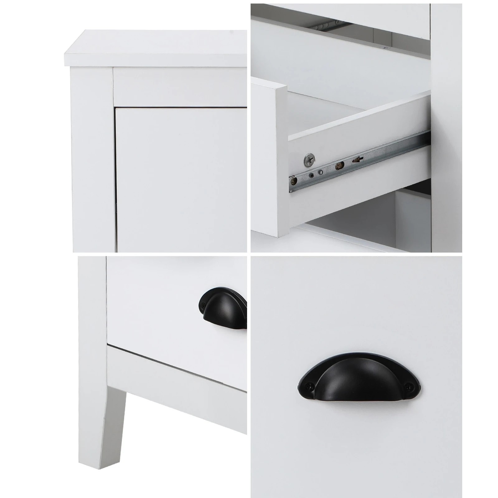 5 Oikiture 2x Bedside Table 2 Drawers Side Tables Nightstand Storage Cabinet - White, 5 of 9