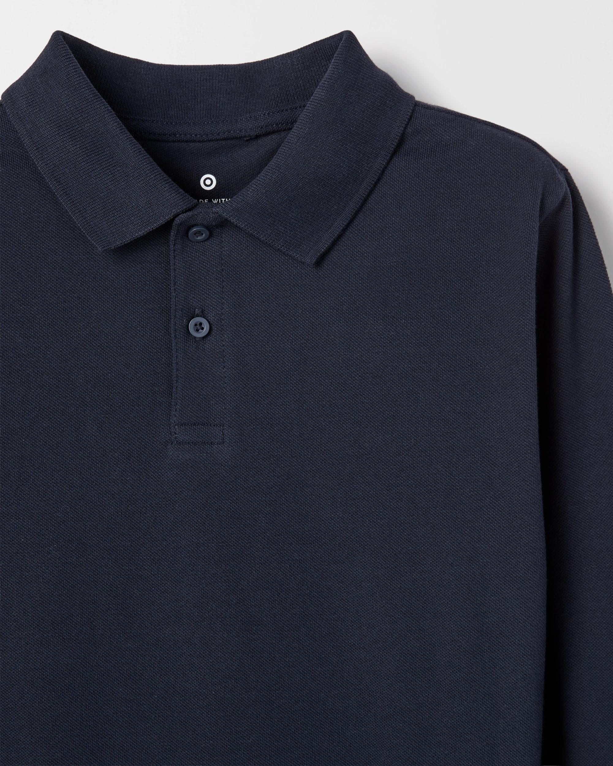 6 Target Kids Australian Cotton 2 Pack School Long Sleeve Polo Top NAVY, 6 of 6