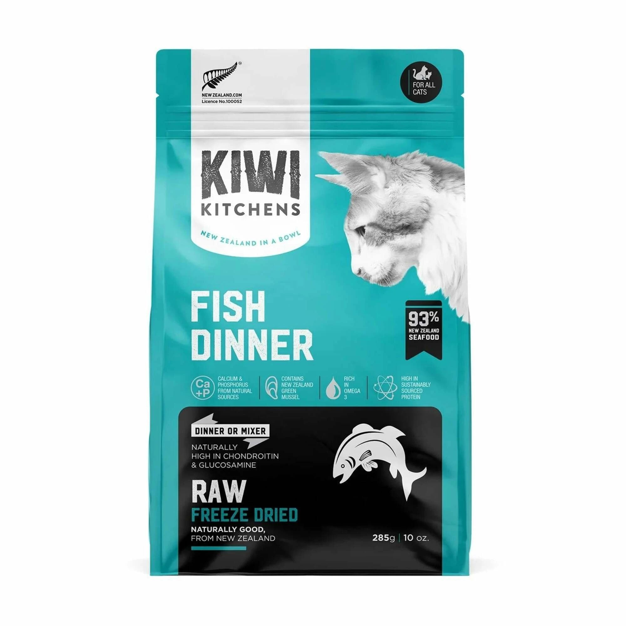 1 Kiwi Kitchens Freeze Dried Fish Cat Dinner 285g, 1 of 2