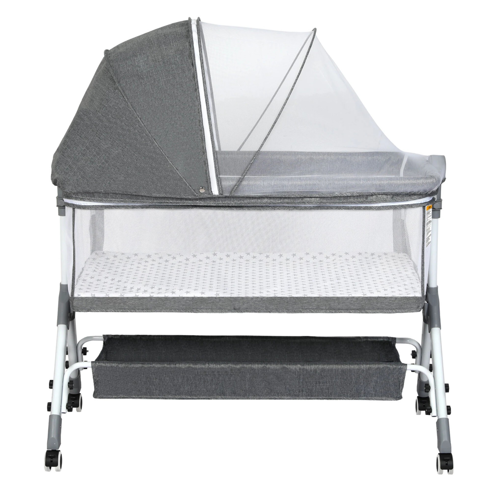 2 Bopeep Baby Cot Bed Crib Portable Bassinet Safety Fence Adjustable Bedside, - Grey, 2 of 9