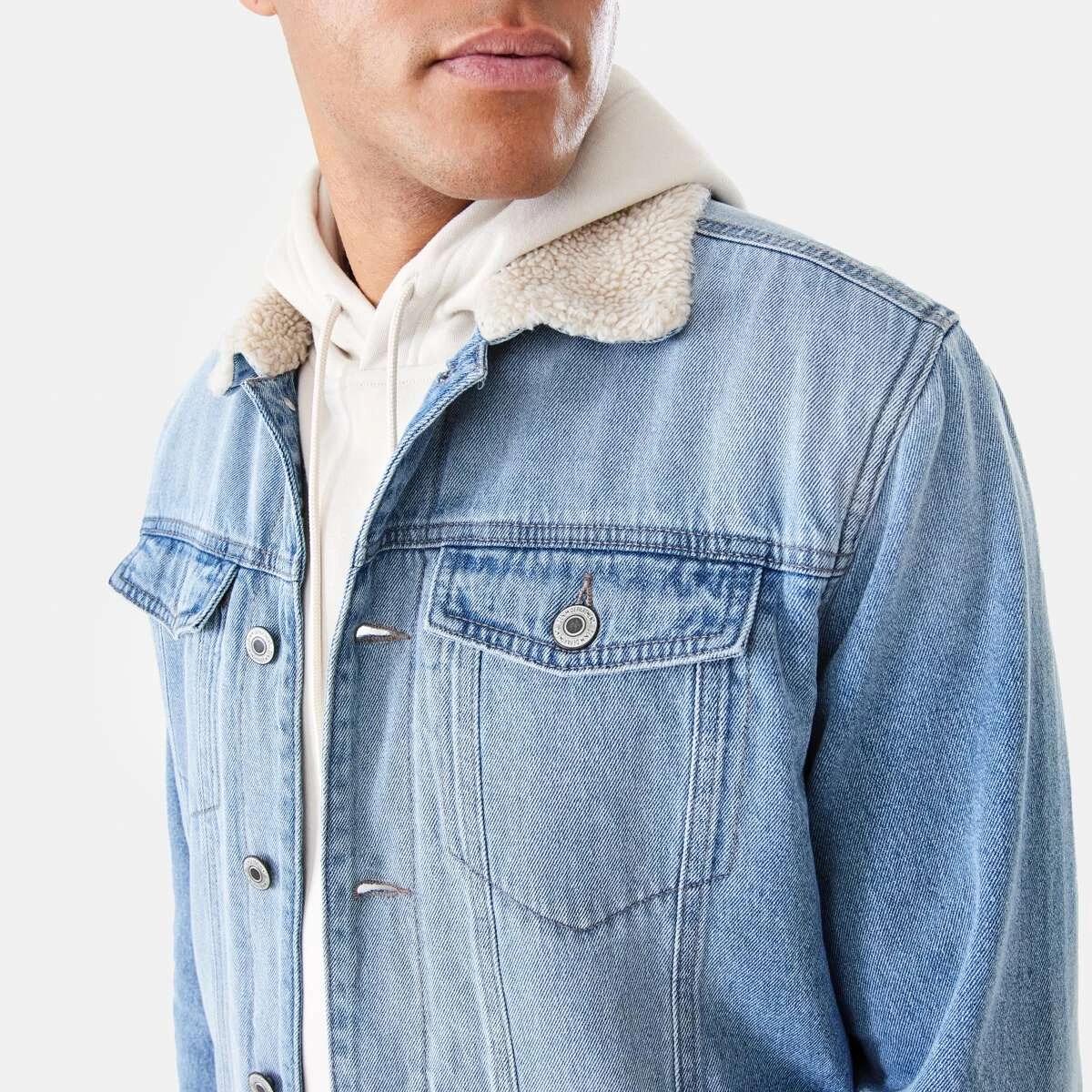 7 Denim Sherpa Jacket Light Wash, 7 of 8
