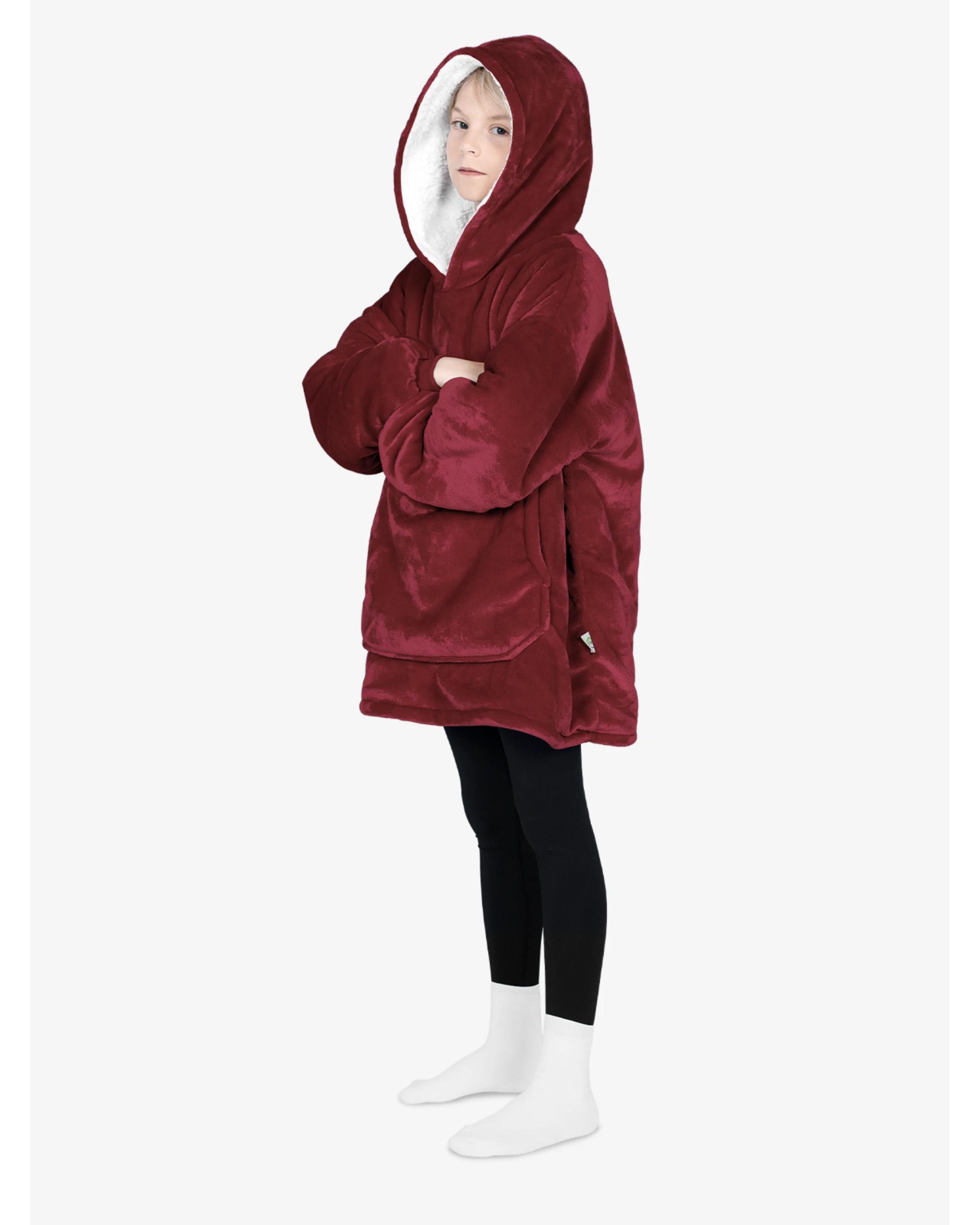 5 Advwin Wearable Blanket Oversized Comfort Hoodie Kids Light Grey WINE, 5 of 5