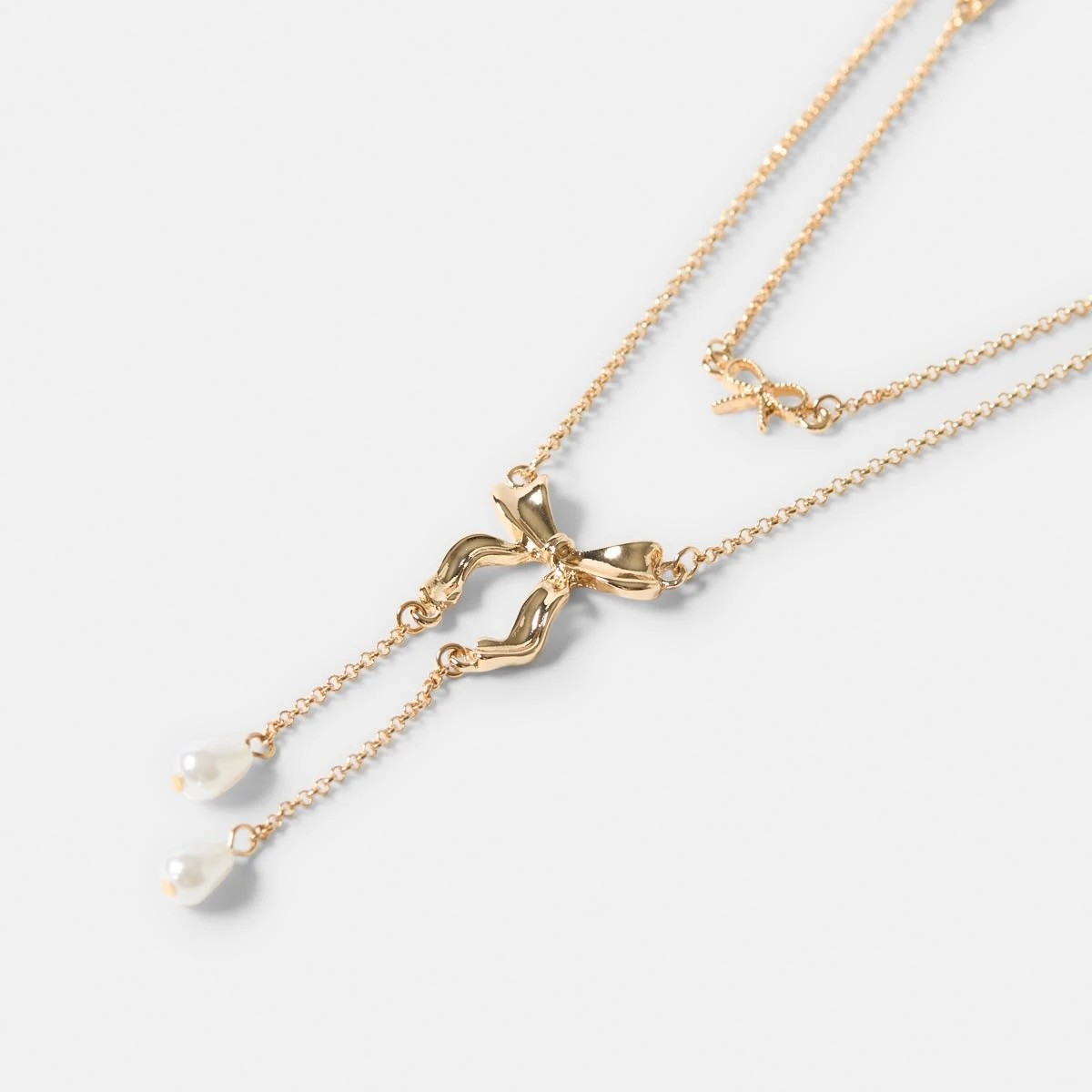 1 2 Pack Bow Lariat Necklace - Gold Tone, 1 of 4