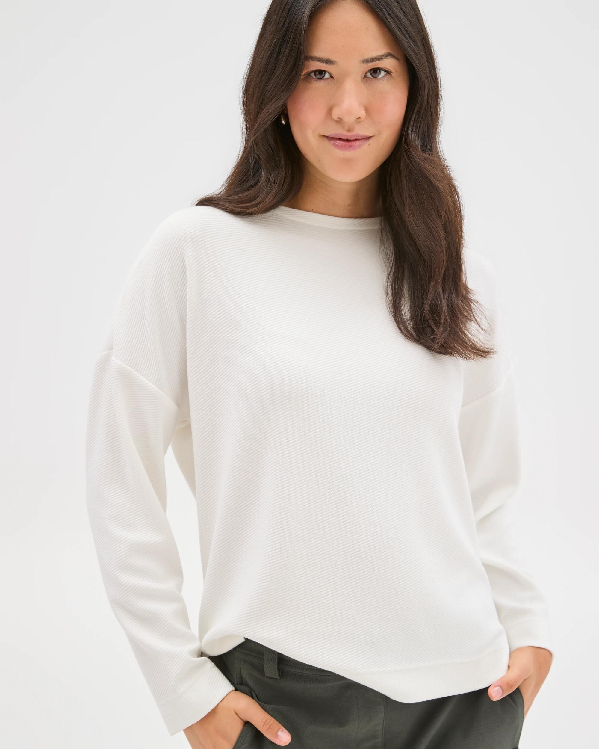 4 Target Woman Long Sleeve Ottoman T-Shirt CLOUD DANCER, 4 of 7