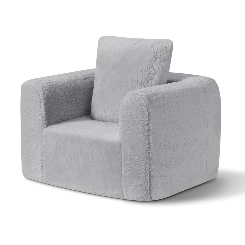 1 Playpals Kid Sofa Lounge Couch with Pillow High Back Toddler Chair - Grey, 1 of 3