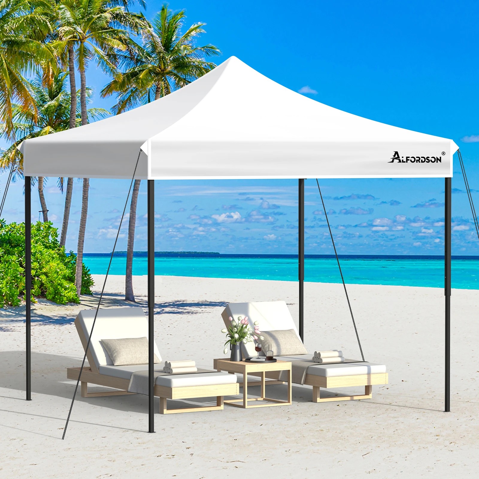 6 Alfordson Gazebo 3x3m Pop Up Marquee 600D Oxford Folding Outdoor Tent - White, 6 of 10