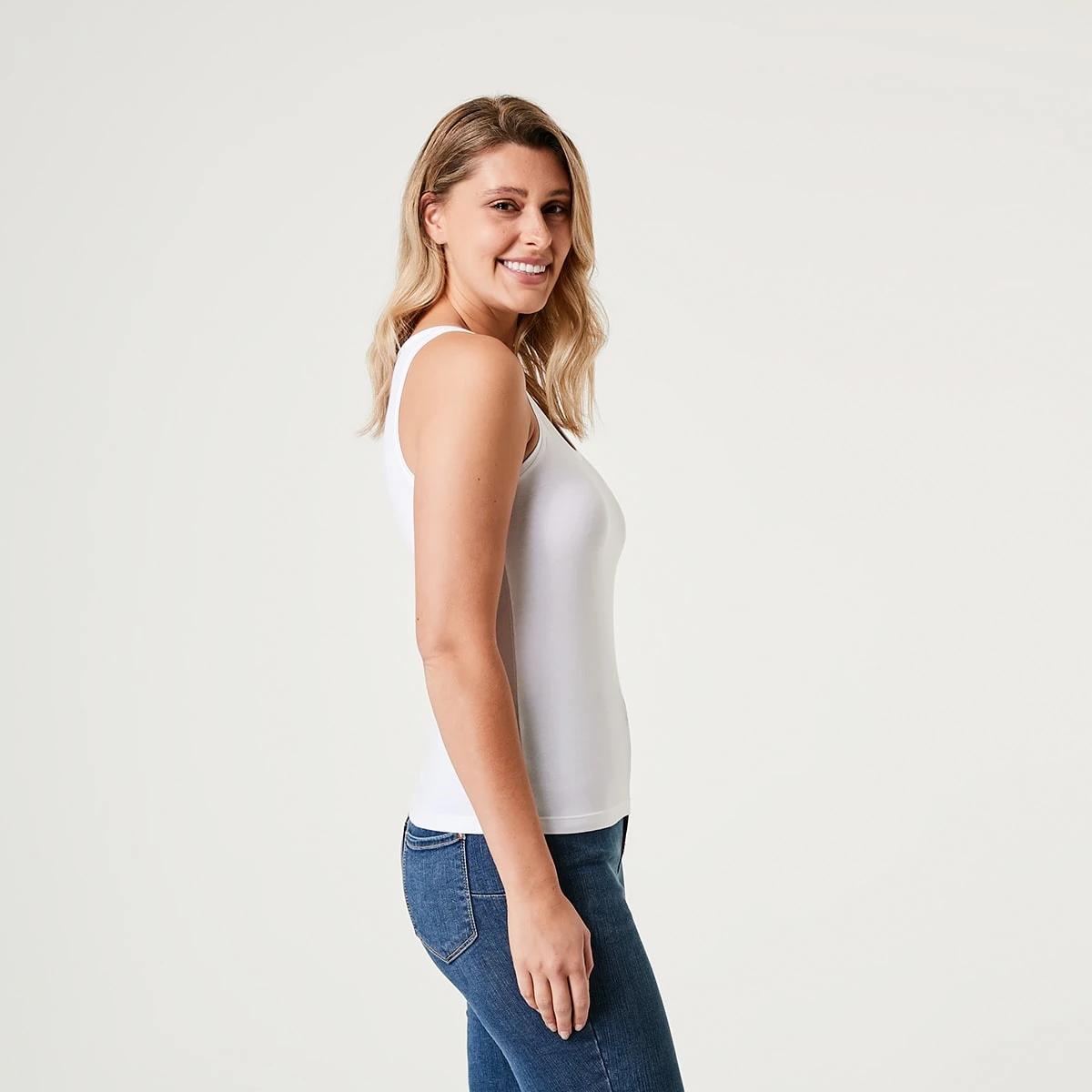 2 Sleeveless Stretch Tank White, 2 of 4