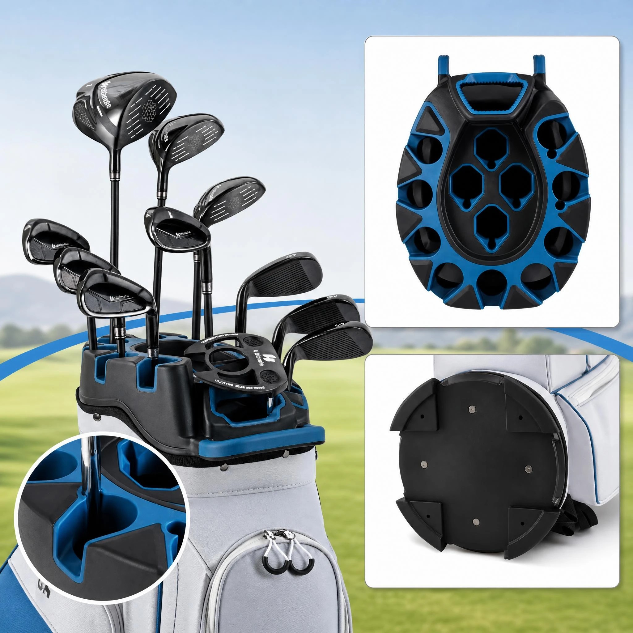 4 Costway Golf Cart Bag Molded Lock Top Golf Travel Bag w/14-Way Dividers & 11 Pockets Men Women - Blue, 4 of 7