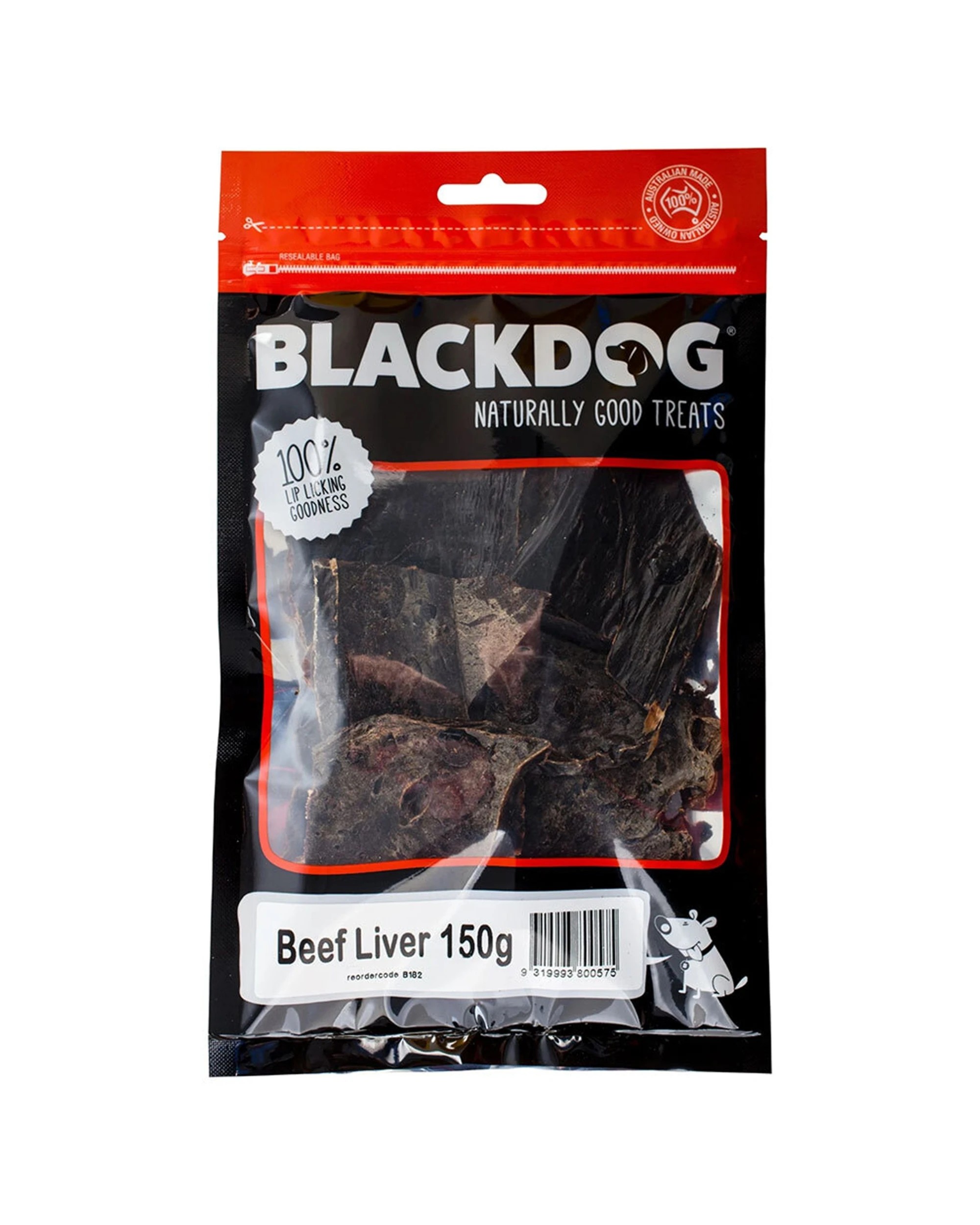 2 Blackdog Naturally Good Treats Beef Liver 2 Pack 150g High Protein Dog Chew - Black, 2 of 2