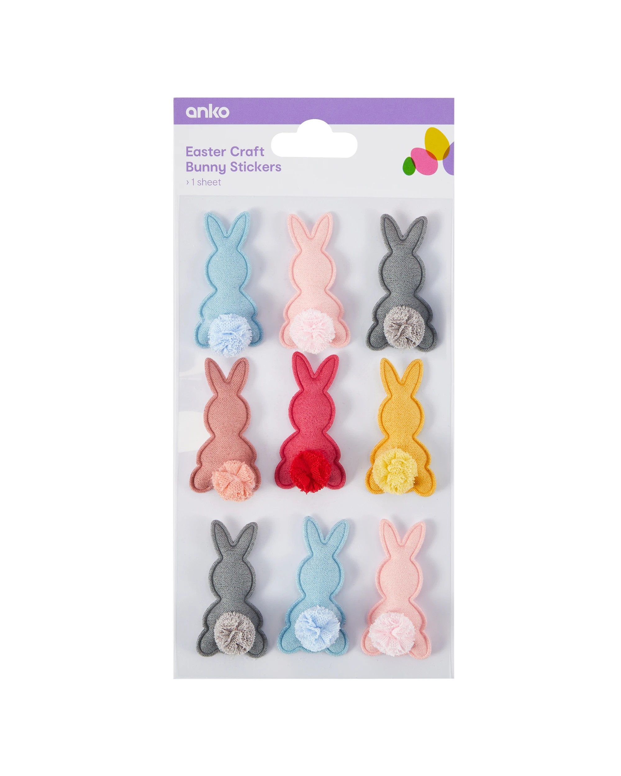 1 9 Piece Easter Craft Bunny Stickers, 1 of 3