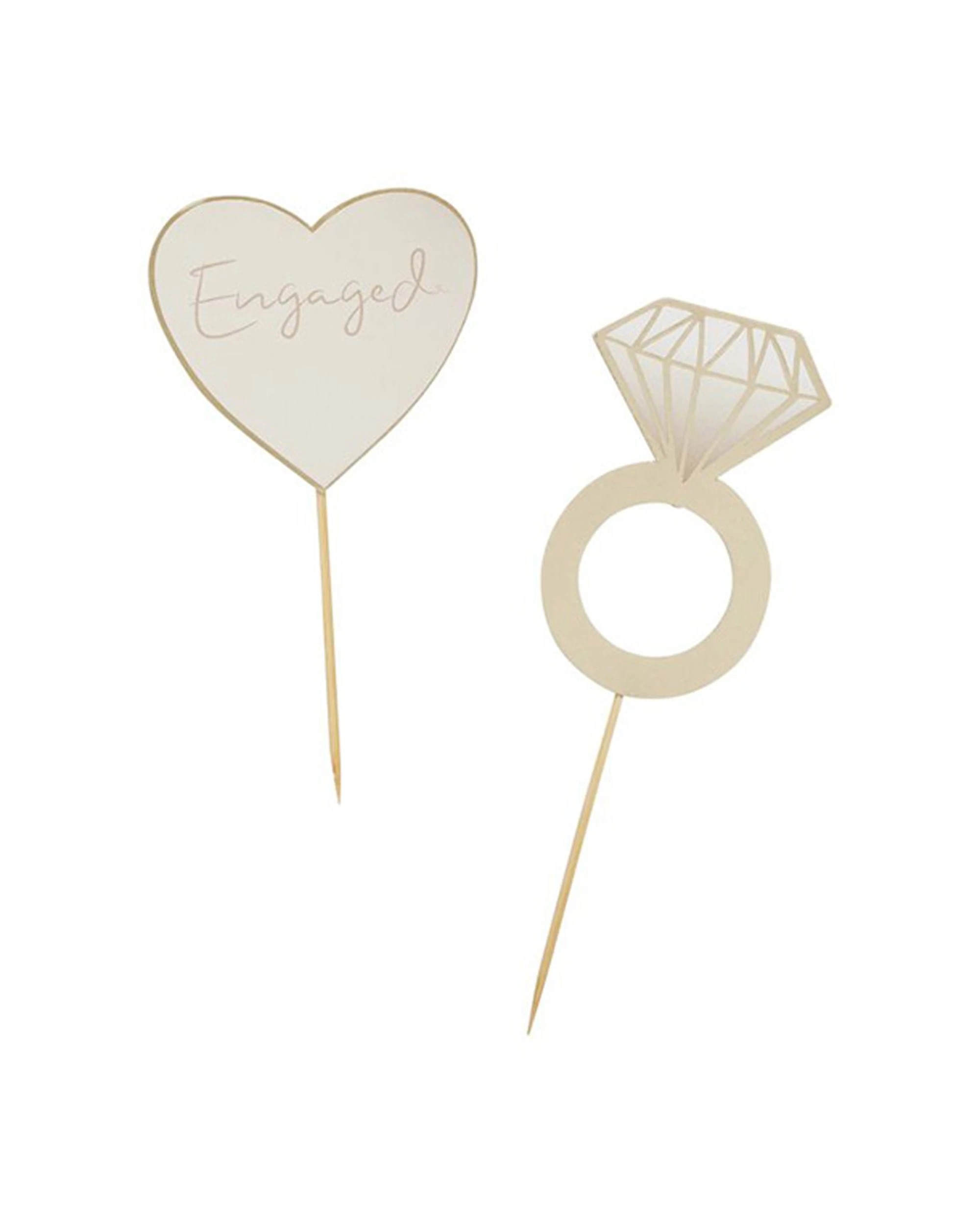 1 Anagram 12pc Engaged Cupcake Toppers Wedding Celebration Decoration Set - White, 1 of 2
