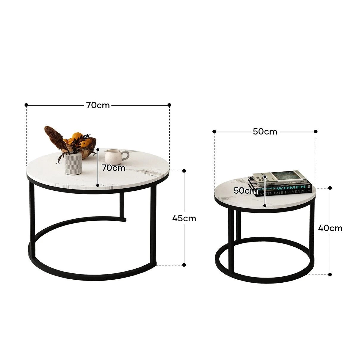 5 Ausway 2 Round Coffee Table Nesting Bed Side Sofa, 5 of 6