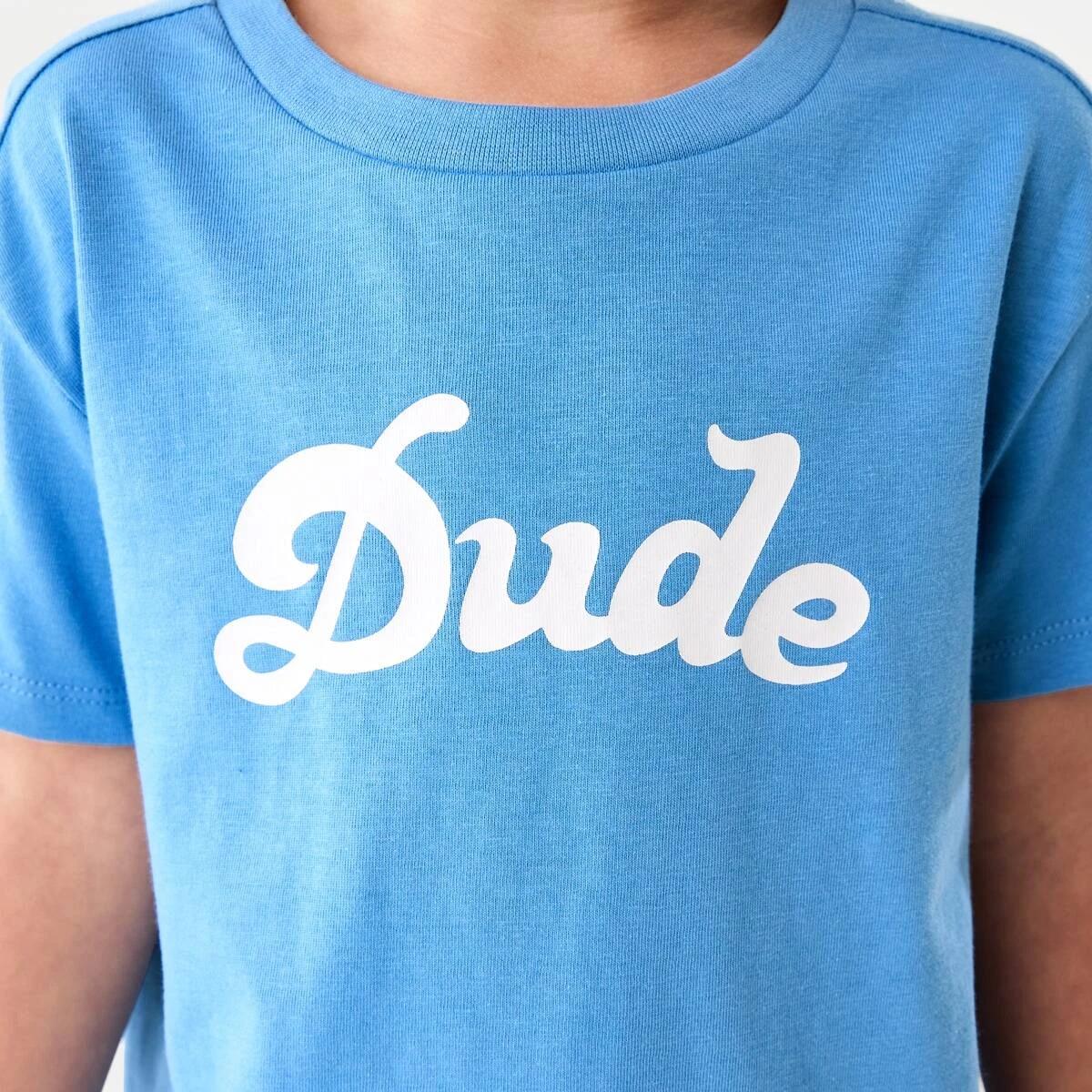 4 Chest Print T-shirt SCRIPT DUDE WASHED BLUE, 4 of 6