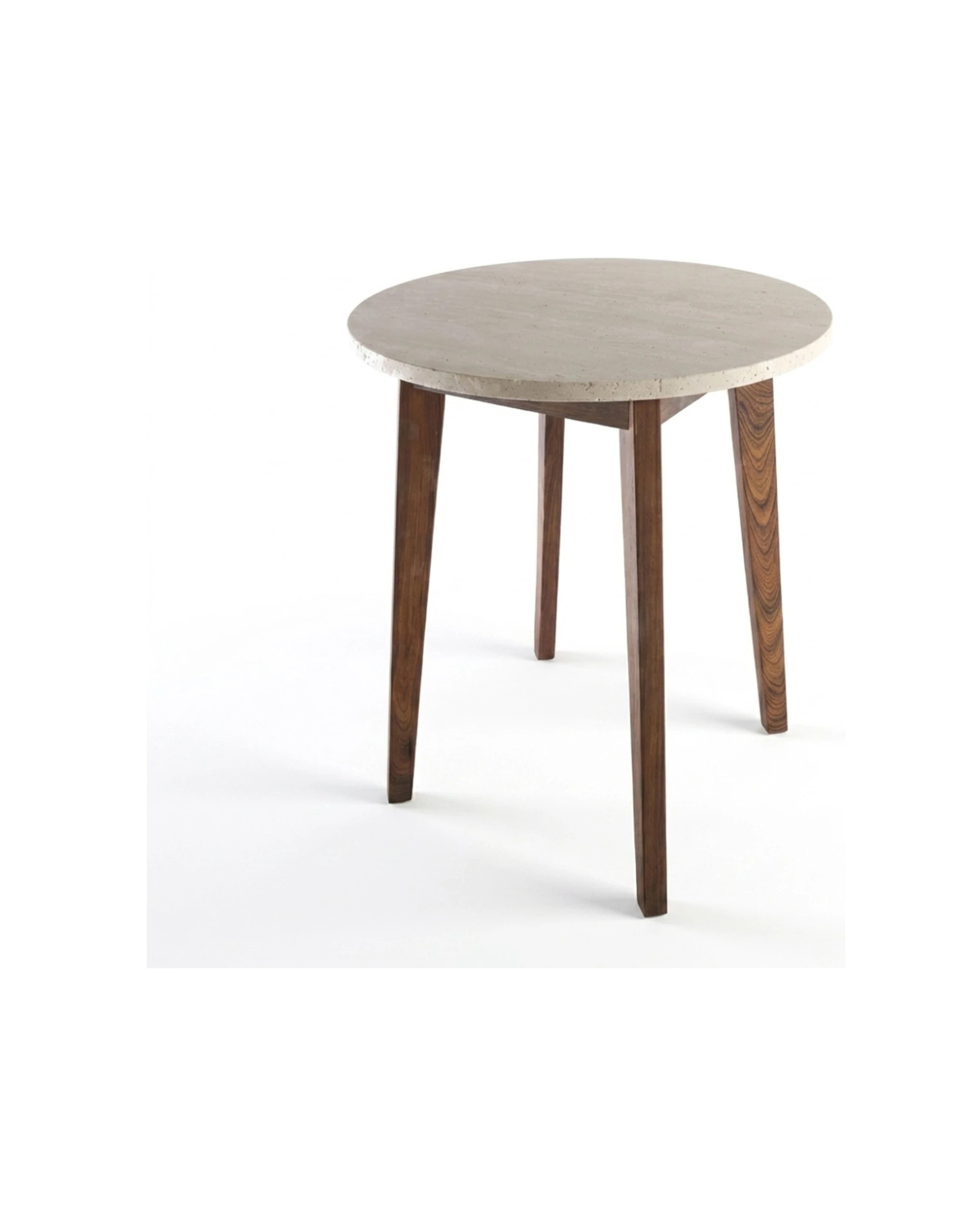 3 Codu Nero Walnut Side Table Timber Base 60x50x50cm Travertine - Beige, 3 of 8