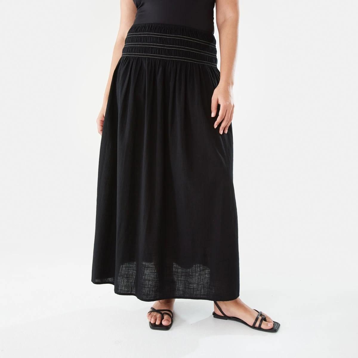 1 Rouched Maxi Skirt Black, 1 of 8