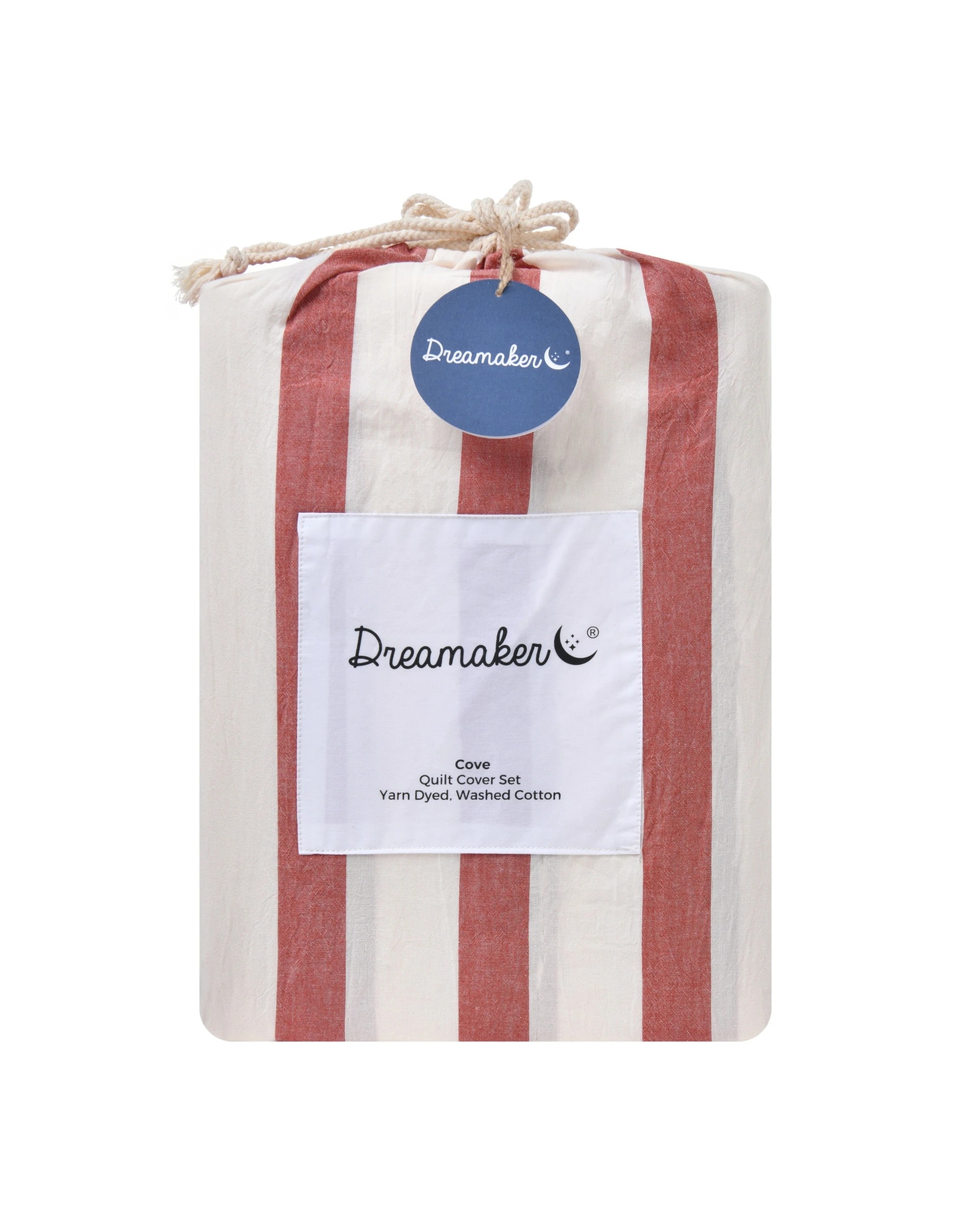 7 Dreamaker Cove Yarn Dyed Washed Cotton Striped Quilt Cover Set - King Single Bed - Rust, 7 of 7