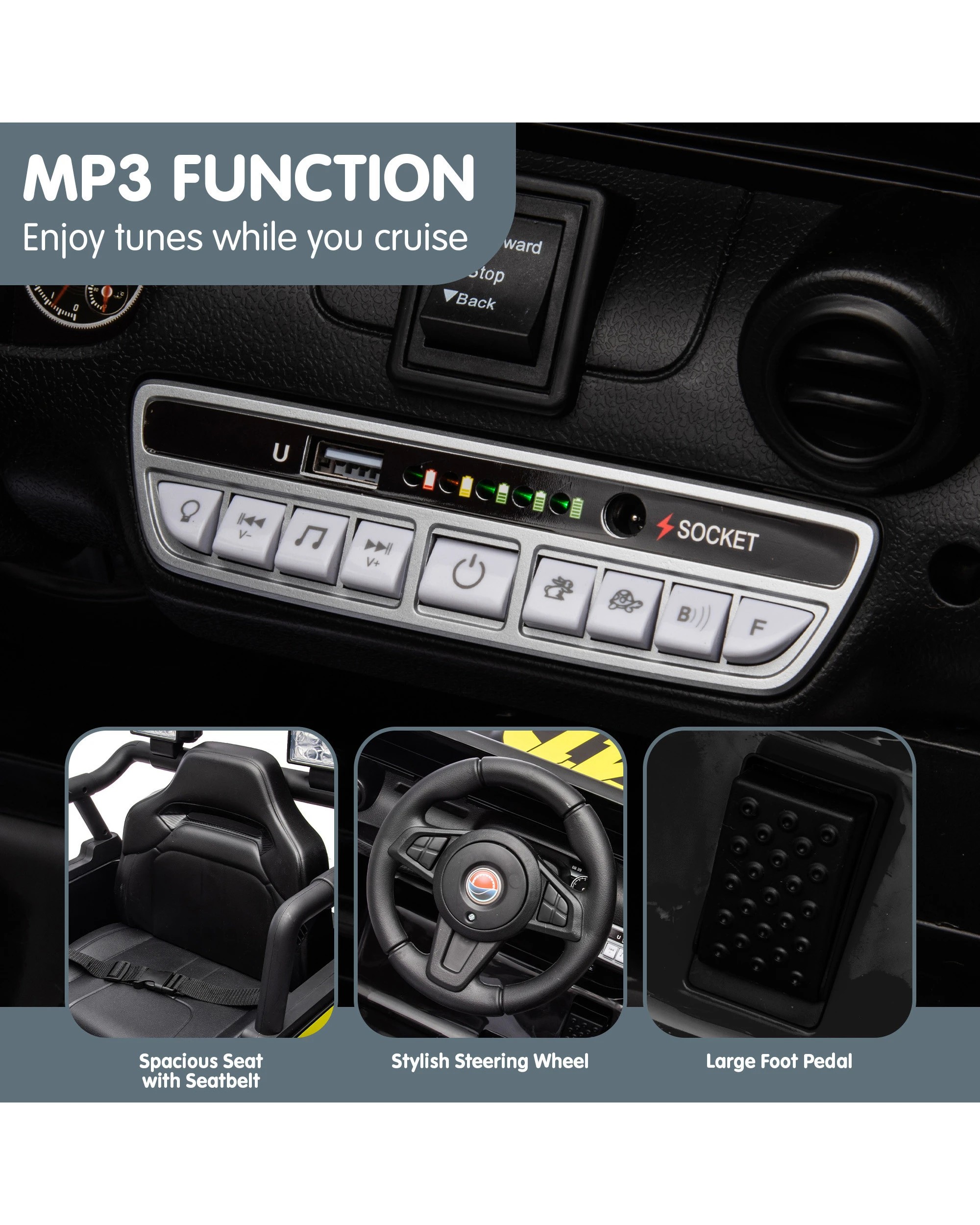 6 Kahuna S619 Gravity Kids Electric Ride On Car - Black, 6 of 10