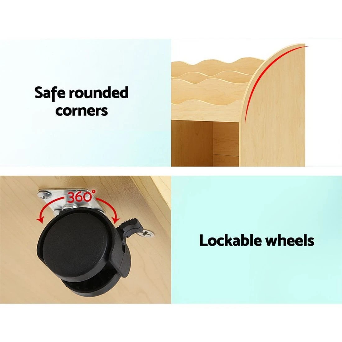 7 Keezi 3 Tiers Kids Bookshelf Storage Children Bookcase Toy Box Organiser Display
 - brown, 7 of 8