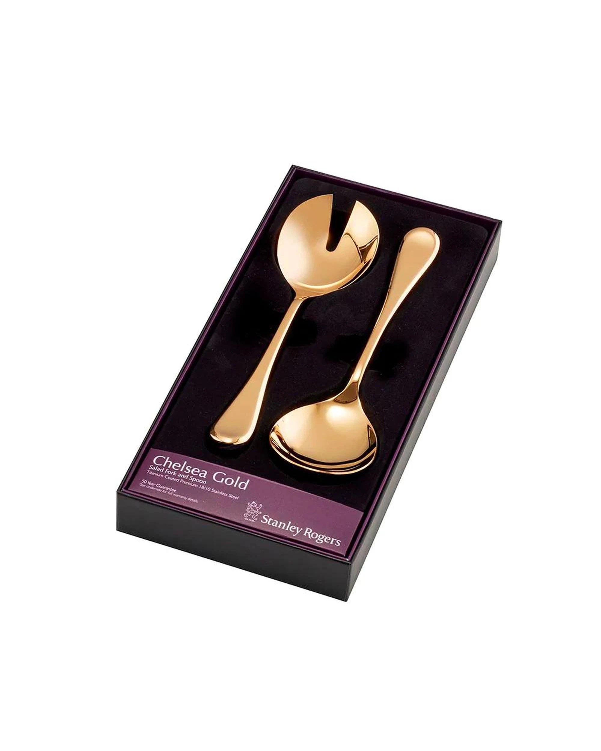 4 Stanley Rogers Chelsea 2 Piece Fork and Spoon Salad Server Set Gold, 4 of 4