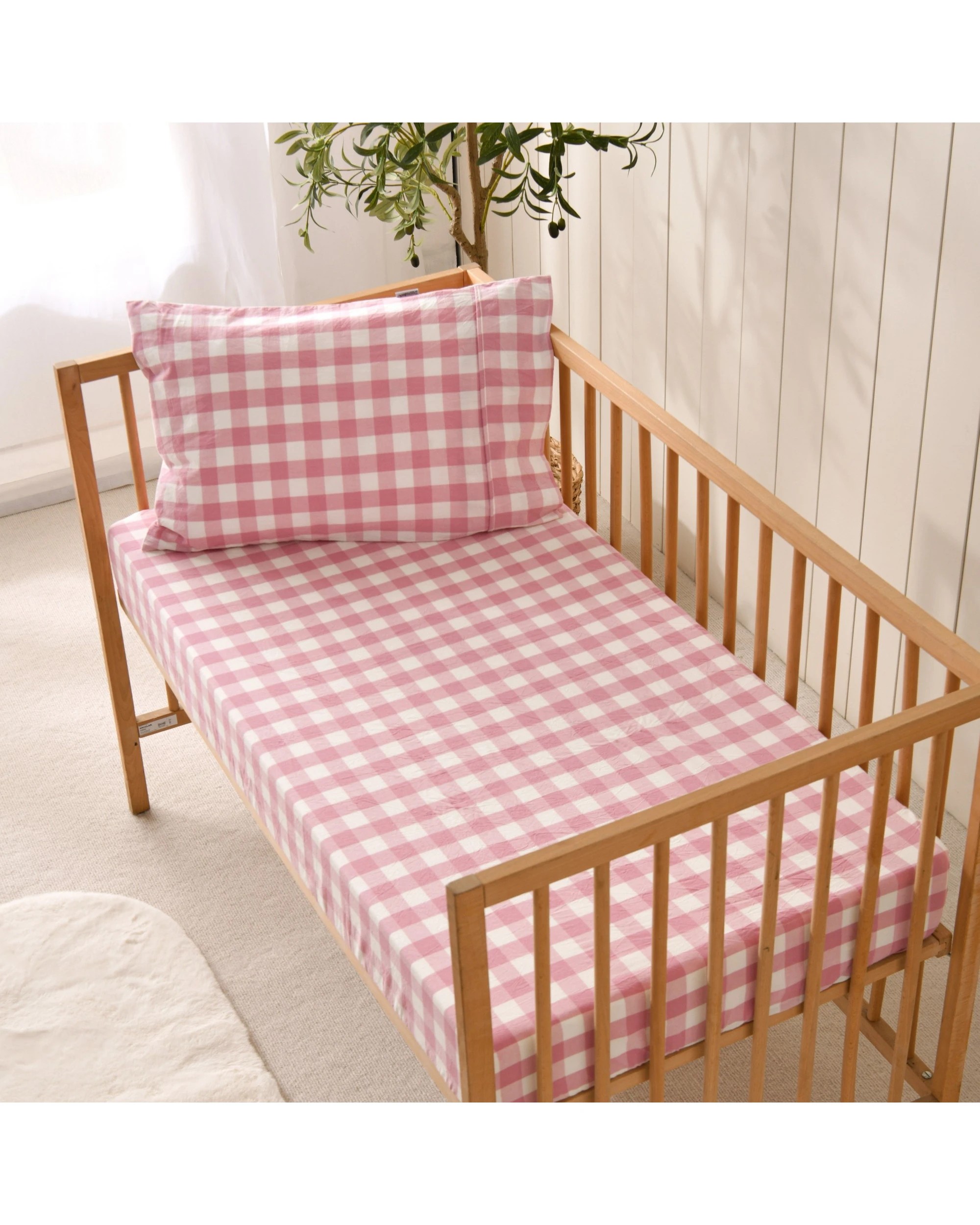 5 Dreamaker Baby Lola Washed Cotton Yarn Dyed Gingham Combo Set - COT Size - Pink Pearl, 5 of 7