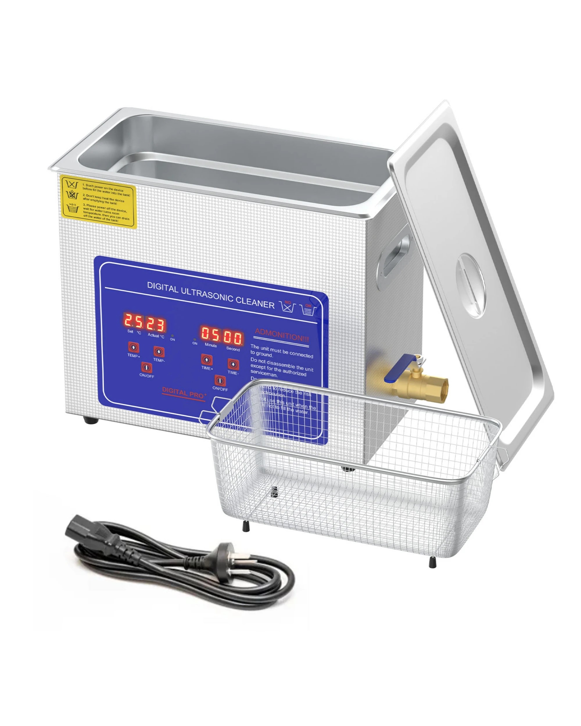 1 ADVWIN 6.5L Ultrasonic Jewellery Cleaner Machine, 42kHz, SUS 304, for Eyeglasses, Earrings, Rings, Necklaces, Dentures, 1 of 7