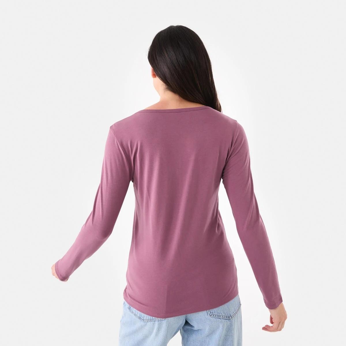 3 Long Sleeve Stretch V-Neck T-shirt Berry, 3 of 5