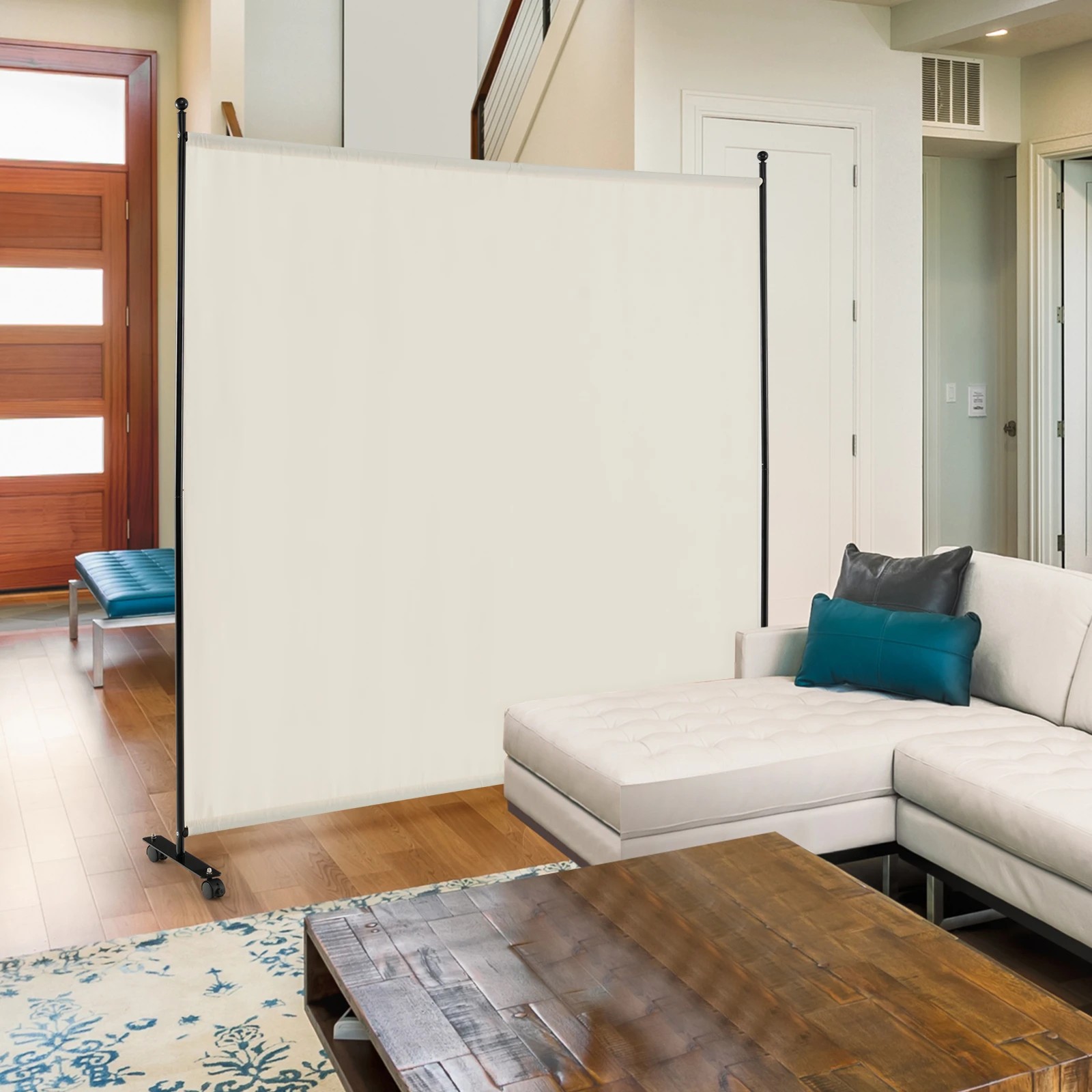 3 Costway Single Panel Mobile Room Divider Privacy Screen Wide Partition Home Office - White, 3 of 3