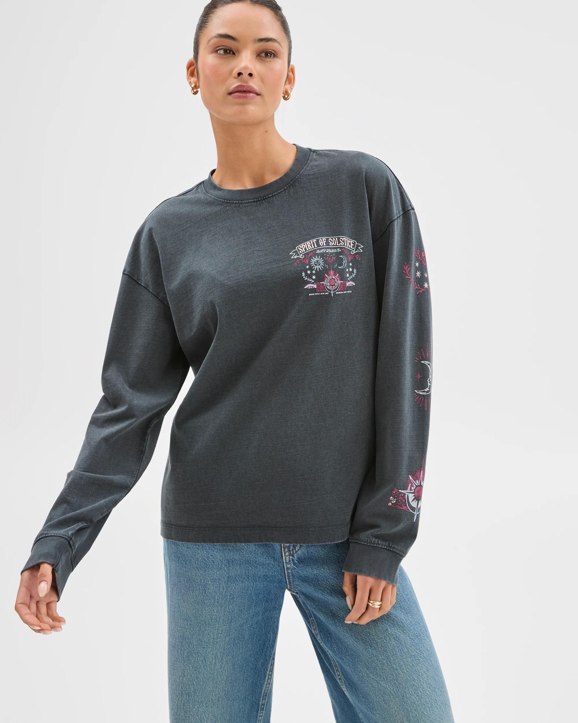 2 Lily Loves Relaxed Long Sleeve T-Shirt CHARCOAL, 2 of 7