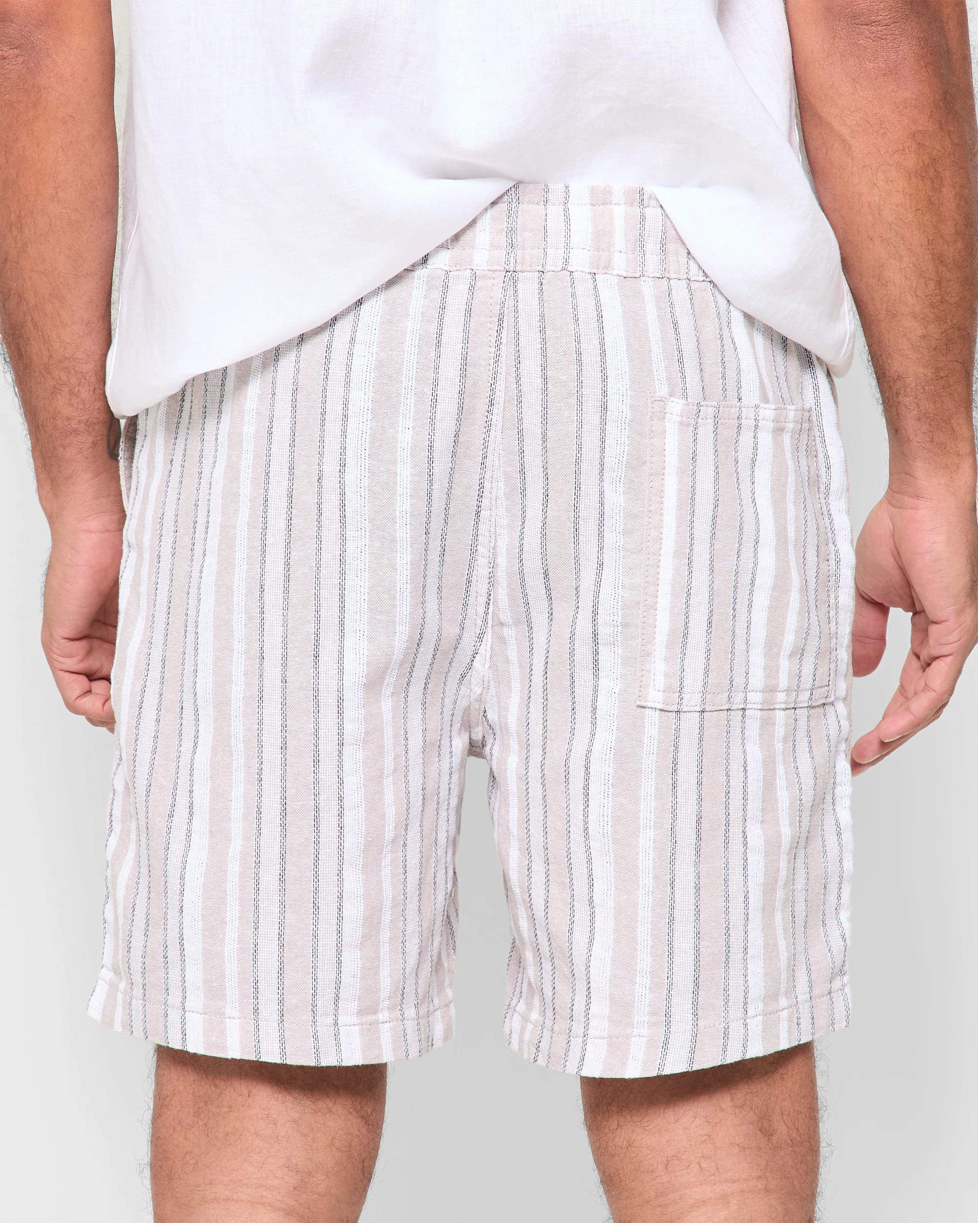 4 Target European Linen Blend Stripe Shorts LIGHT STONE, 4 of 5