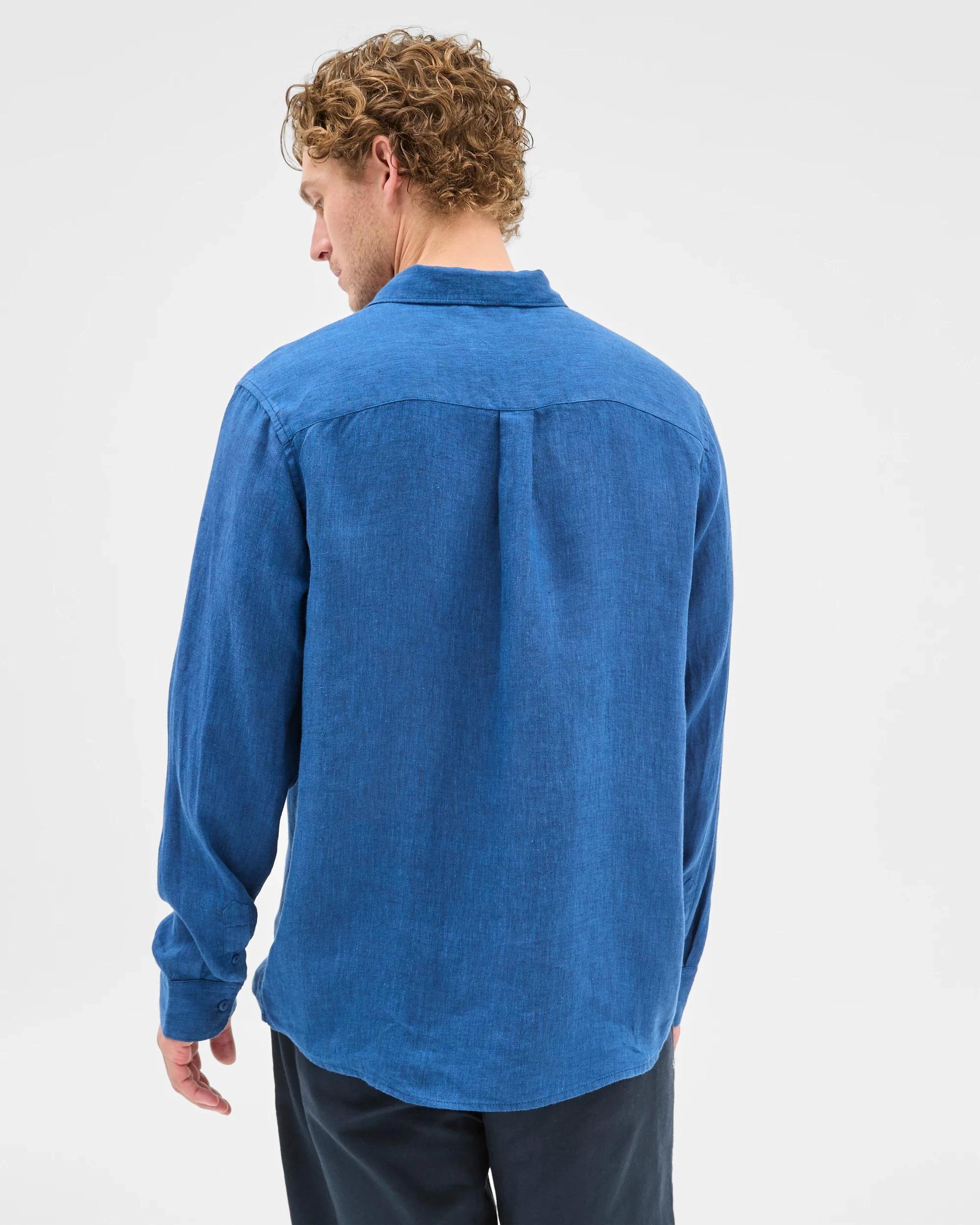 4 Target European Linen Long Sleeve Shirt BRIGHT BLUE, 4 of 7