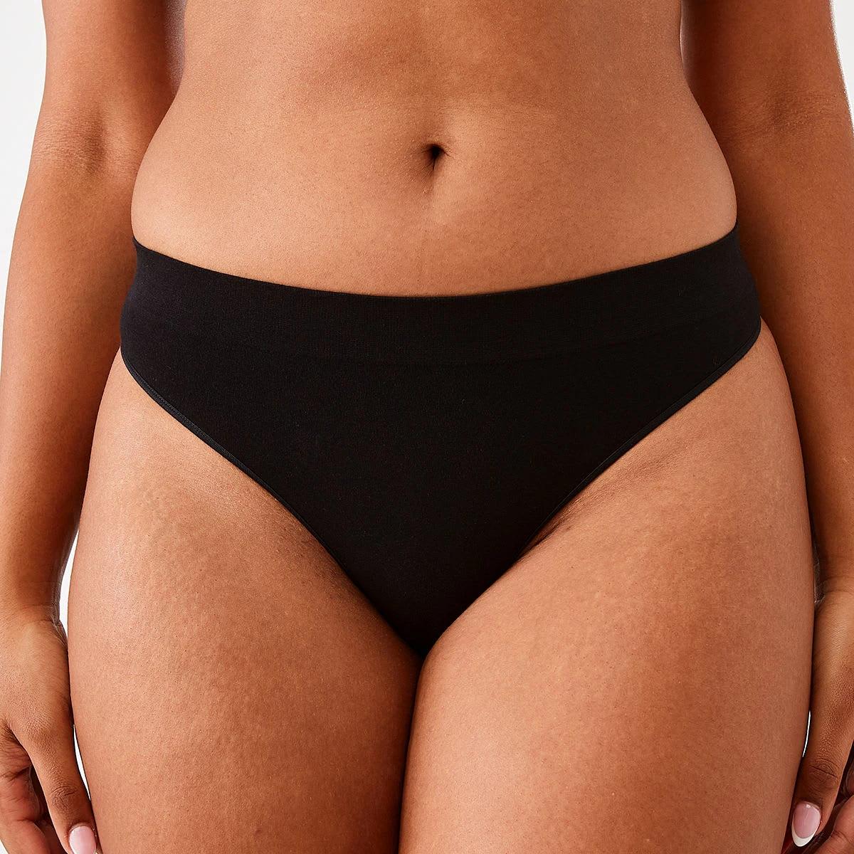 4 3 Pack Seamfree Cotton G-String Briefs BLACK, 4 of 6