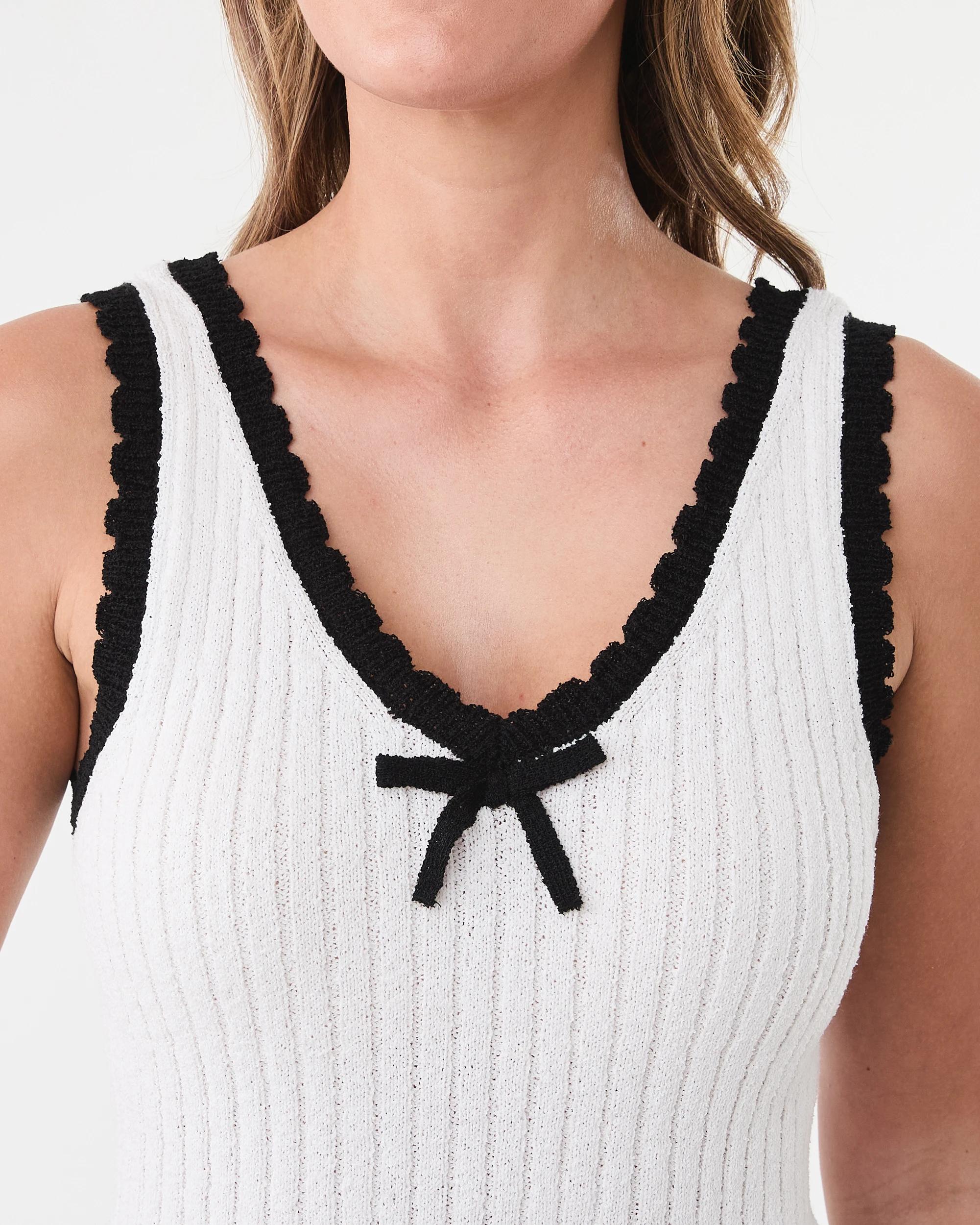 5 Bow Trim Knit Tank WHITE, 5 of 6